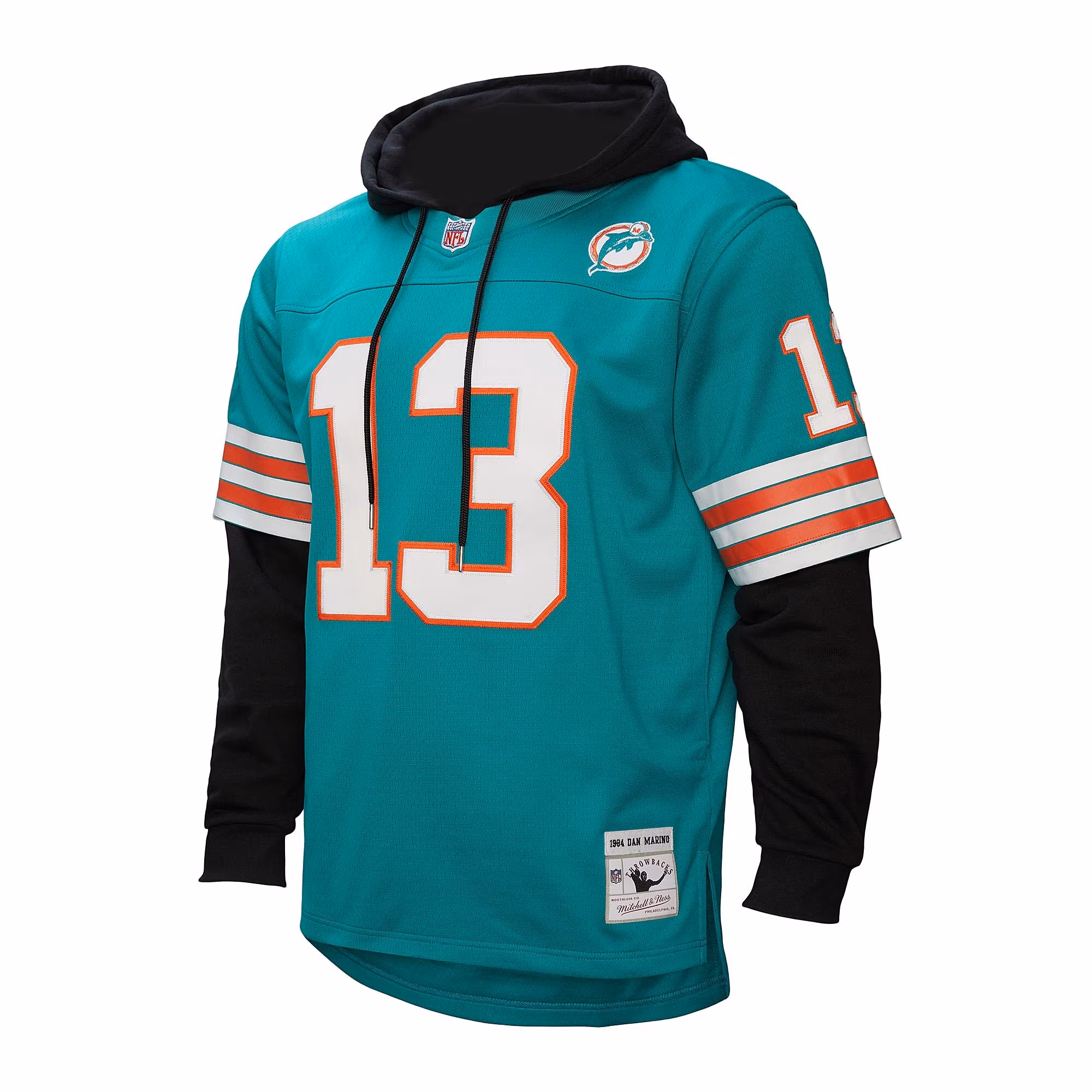 Dan Marino Miami Dolphins Mitchell & Ness Player Name & Number Hoodie Legacy Jersey - Aqua