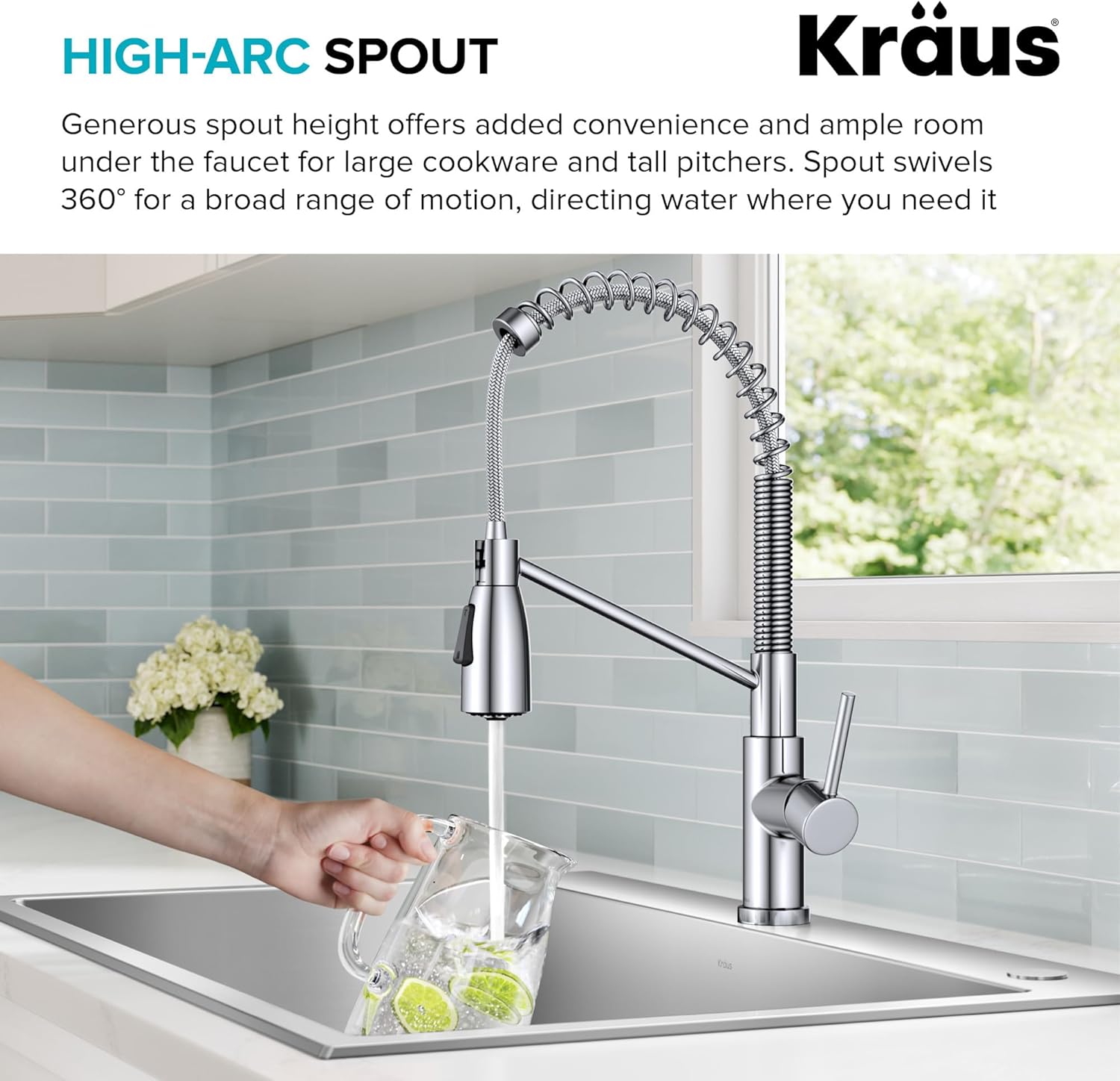 KRAUS Coda Commercial Style 2-Function Single Handle Pull Down Kitchen Faucet in Matte Black, KPF-1617MB