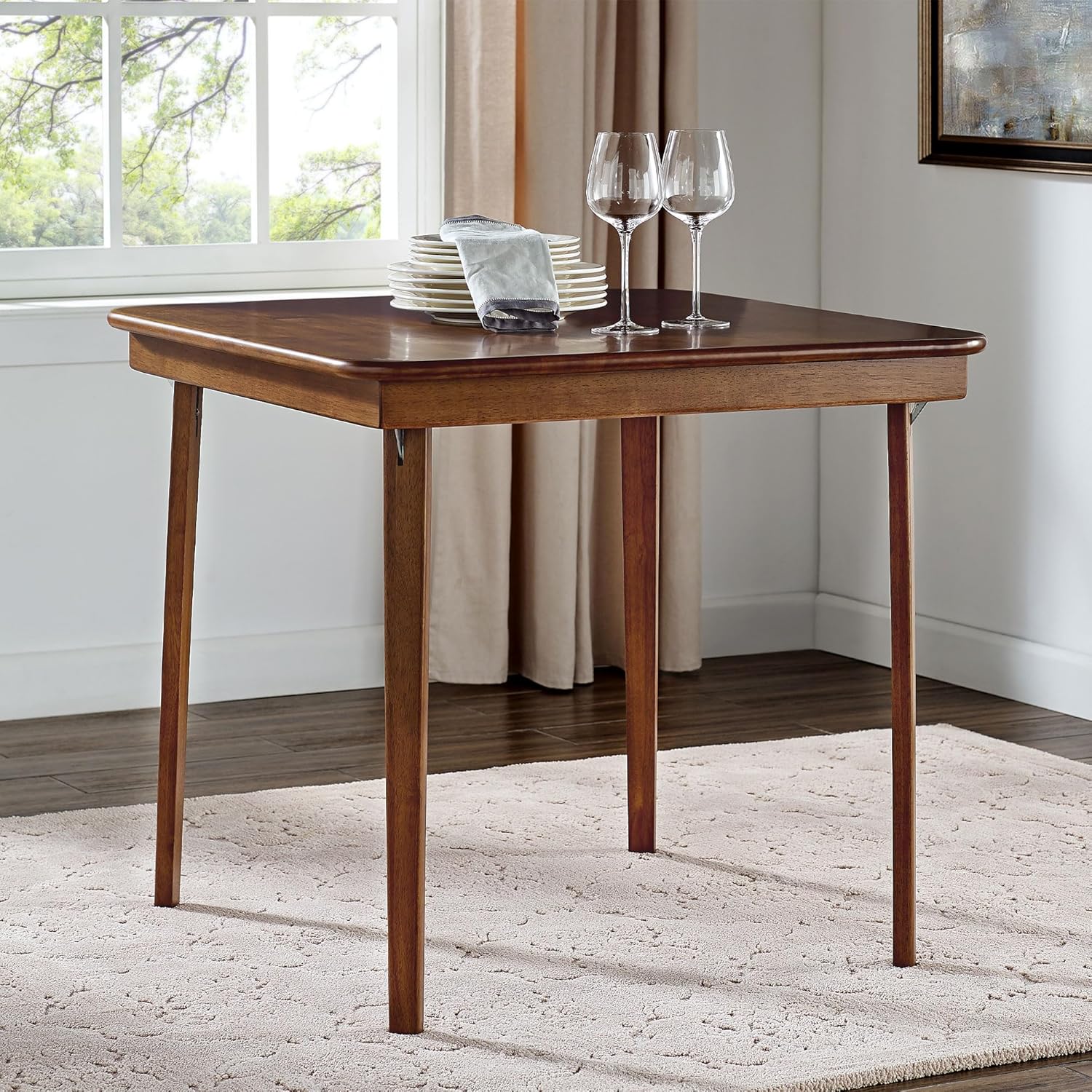 MECO Stakmore Classic Straight Edge Square Wood Folding Card Table, 32