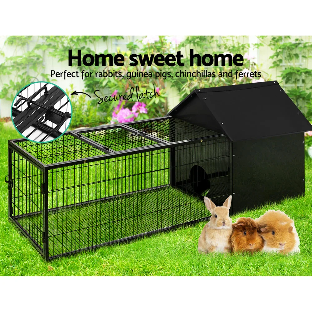 Weatherproof Metal Rabbit Hutch w/ Run & Secure Locks i.Pet