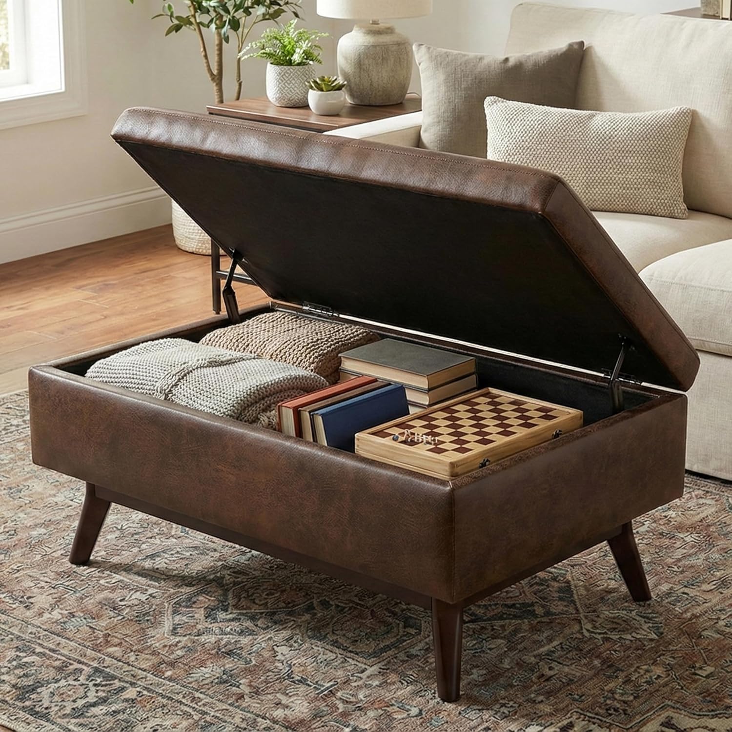 SIMPLIHOME Owen Coffee Table Storage Ottoman - 34