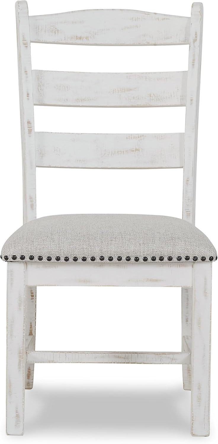 Signature Design by Ashley Valebeck Farmhouse Cushioned Dining Chair, 2 Count, Nailhead Trim, Fabric Upholstery, Solid Wood, 39