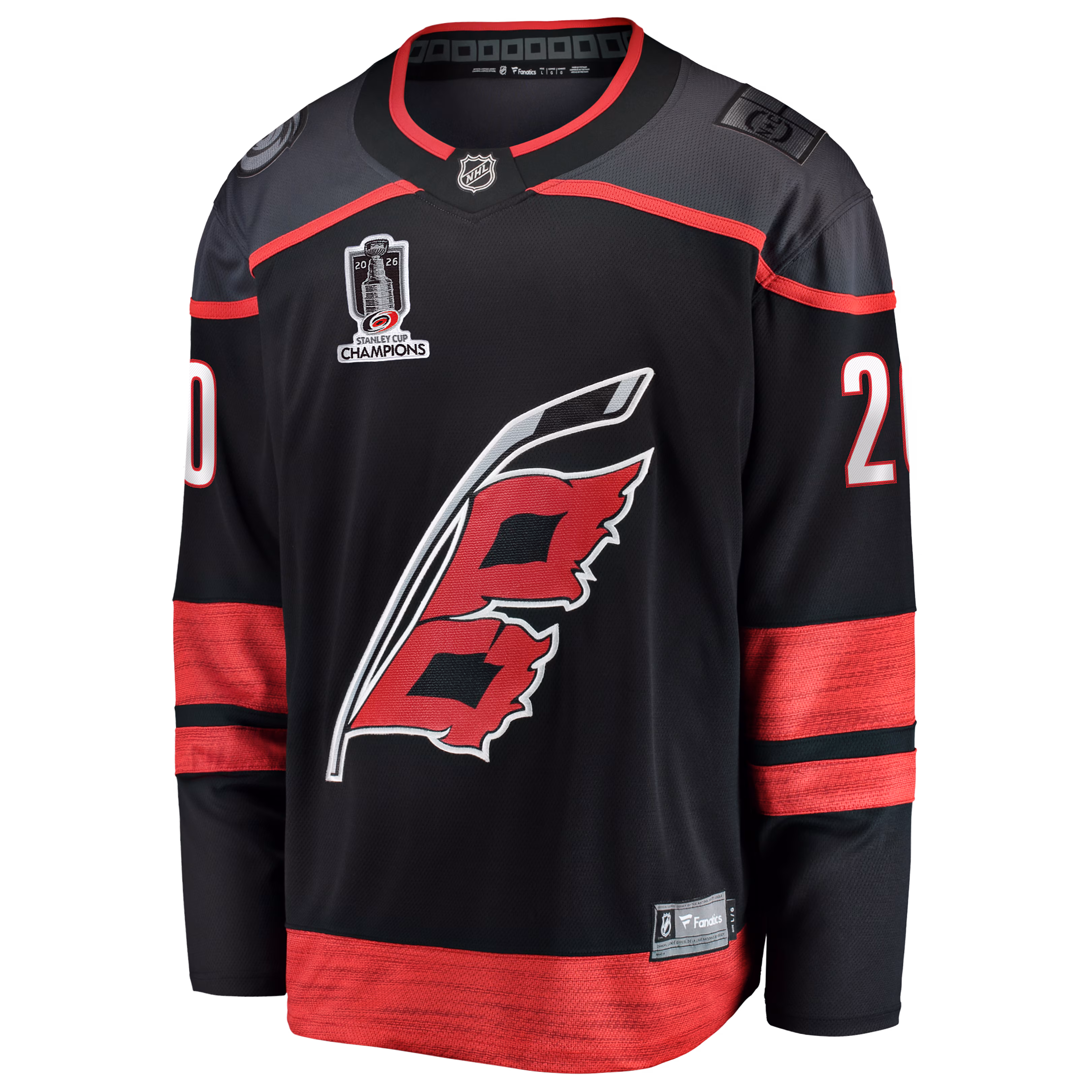 Sebastian Aho Carolina Hurricanes Fanatics 2026 Stanley Cup Champions Home Breakaway Jersey - Black