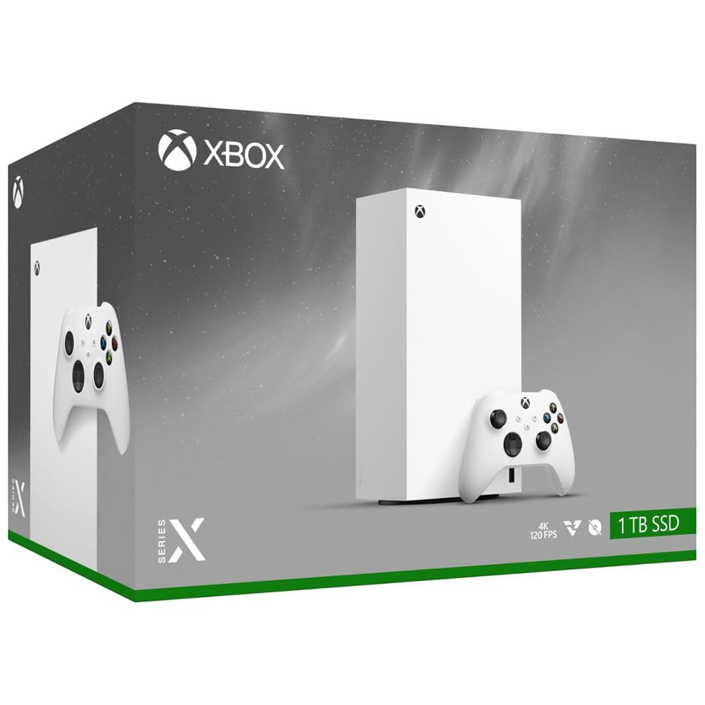 Microsoft EP2-00692 Xbox Series X 1TB All-Digital Console (Disc-Free Gaming) - Robot White with Dual Controller (Robot White & Carbon Black) Bundle with 3 YR CPS Enhanced Protection Pack