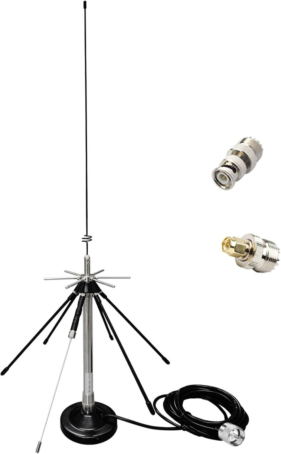 Magnetic Desktop Discone Antenna/Mag Mount Police Scanner Antenna GMRS 2m 70cm Mobile Antennas Air VHF UHF Lora ADSB, 100-1600MHz, 5m Cable UHF SMA BNC