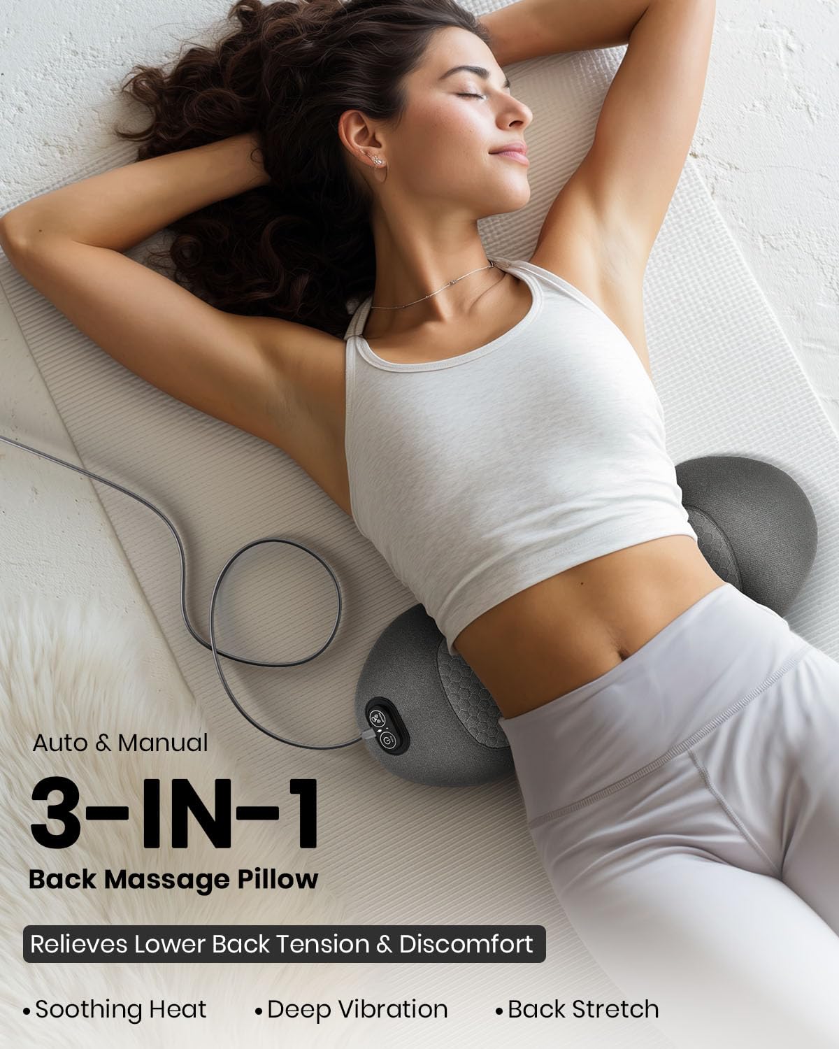 SWANCODE Triple Fusion Back Massager, 3-in-1 Heat & Vibration