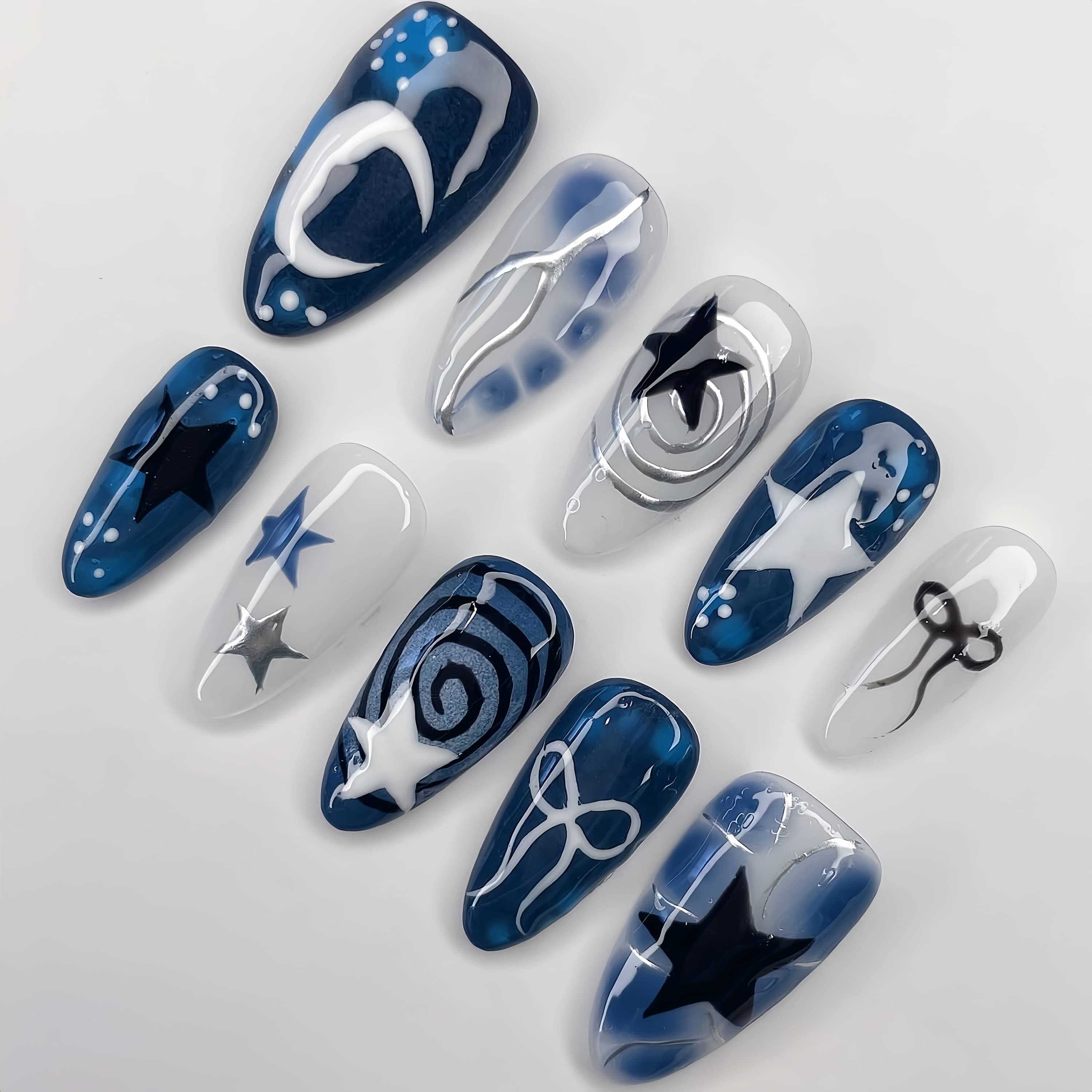 Star Blue Press On NailsStar Blue Press On Nails - SAYEGIRLS