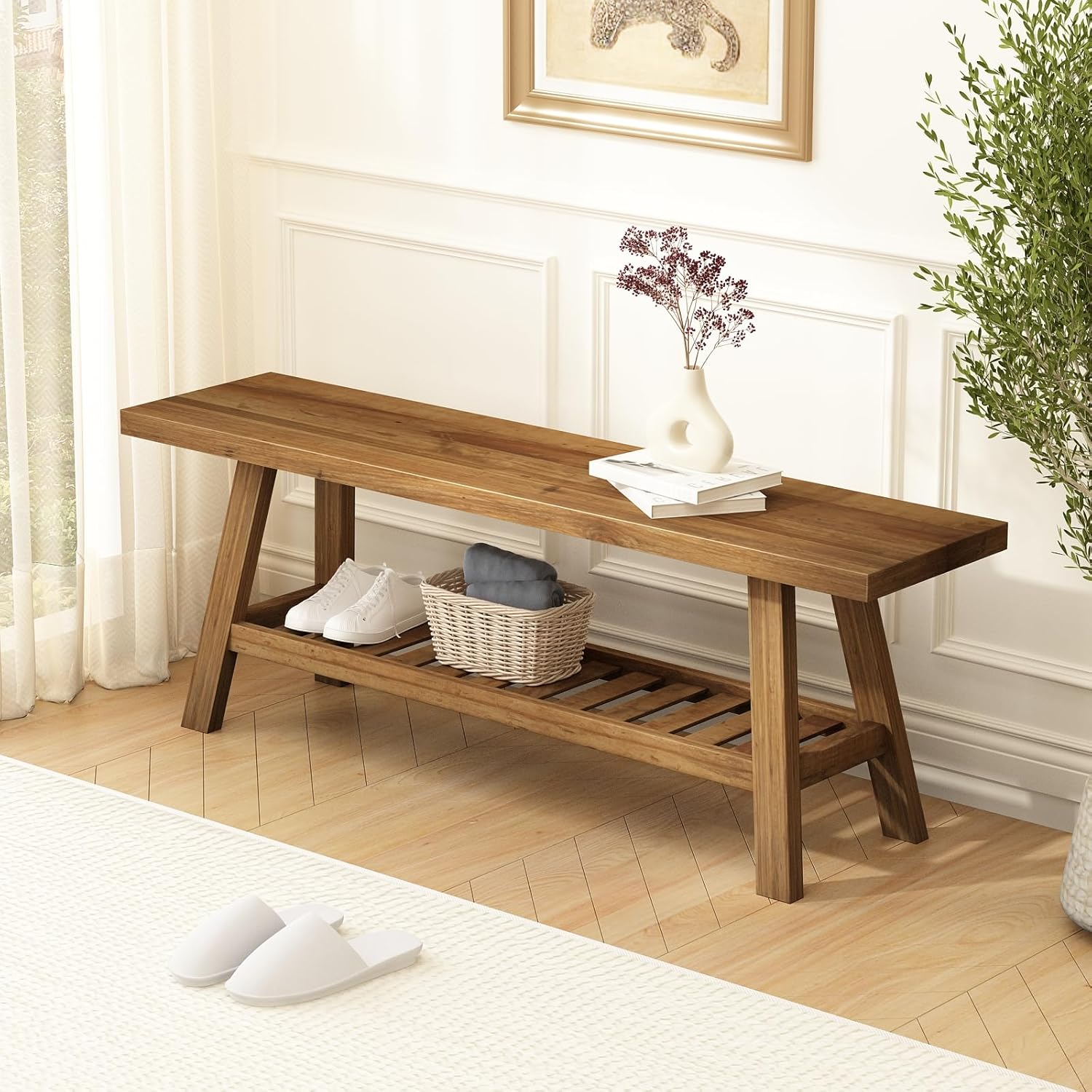 HOKYHOKY Reclaimed Solid Wood Bench-43.3