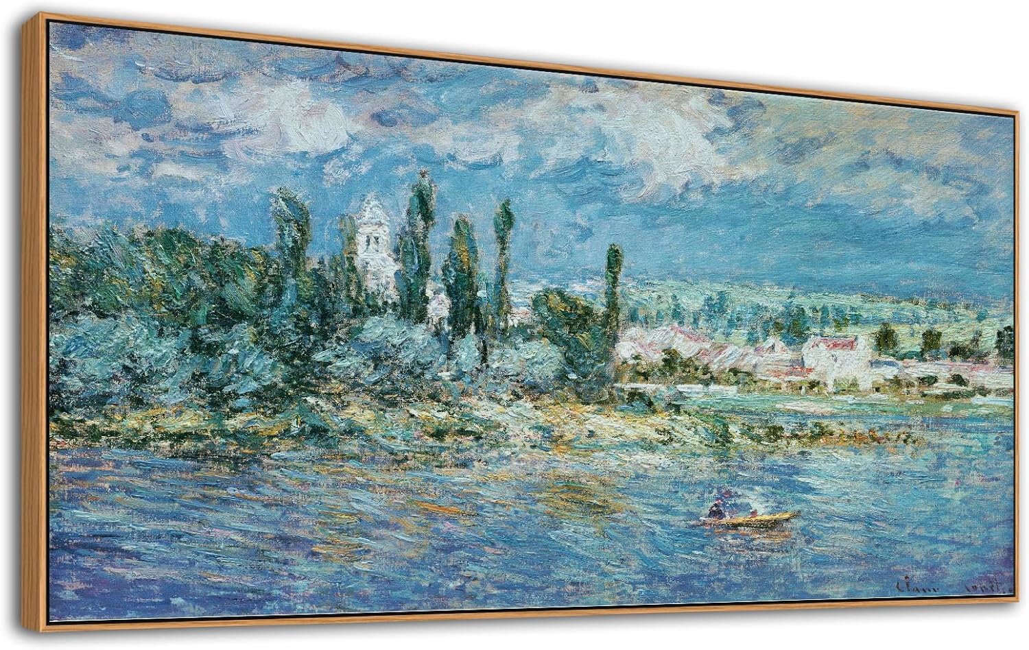Framed Monet Canvas Wall Art - Landscape with Thunderstorm Fine Art Reproduction Pictures Prints Modern Artworks Large Wall Art Decor Aesthetic for Bedroom Bathroom Home Office Decorations 24