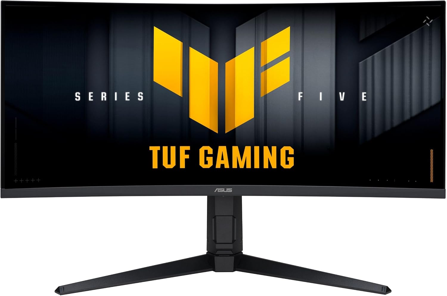ASUS TUF Gaming 34” 1440P Ultrawide Curved Monitor (VG34WQML5A) - 250Hz, 0.5ms, FastIPS, FreeSync Premium, Extreme Low Motion Blur, DisplayHDR400, 95% DCI-P3, DisplayWidget, Gaming AI, 3 yr Warranty