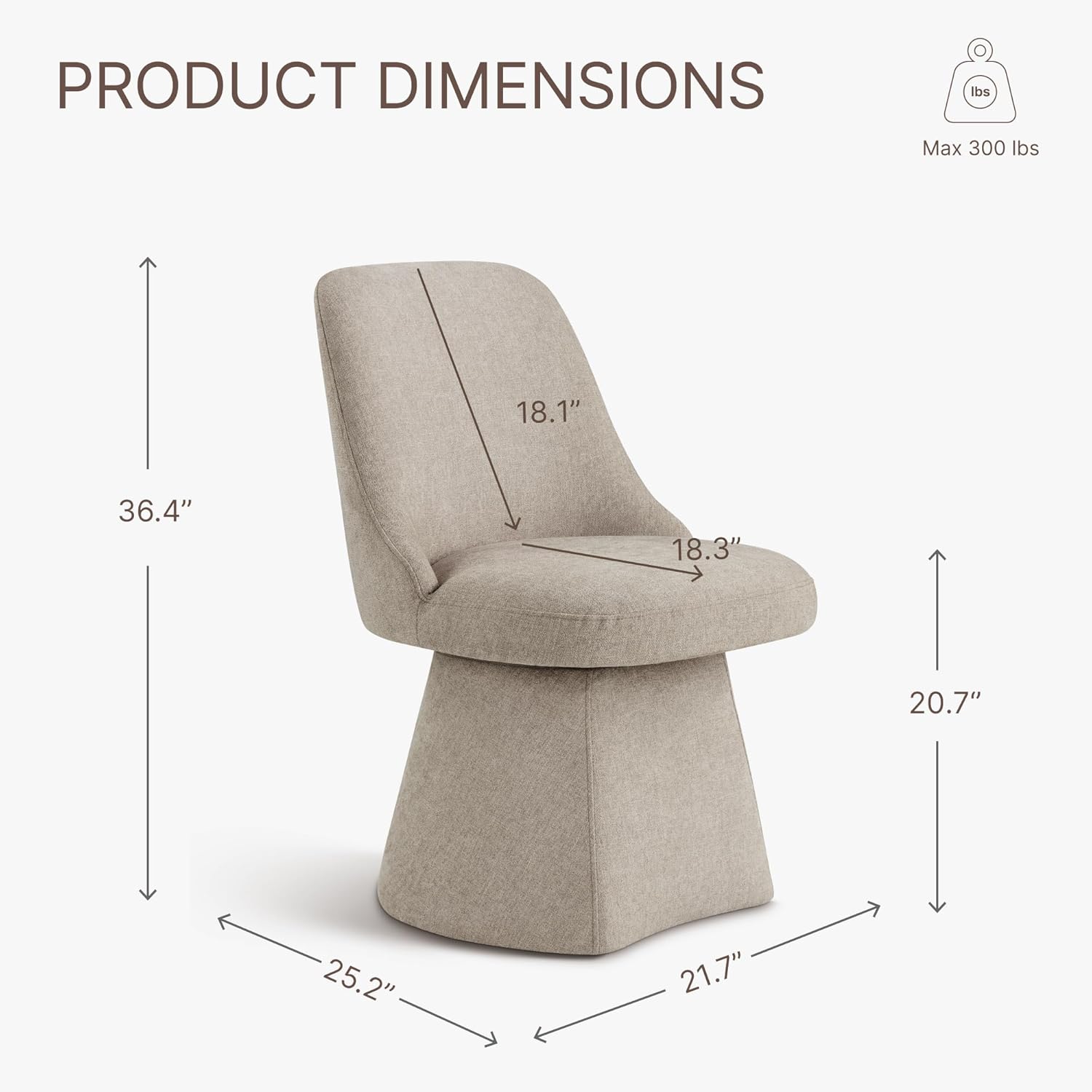 KISLOT Swivel Dining Chairs Set of 4, Upholstered Mid Century Modern Deskchair with High Back, Linen Fabric Kitchen Chairs for Dining Room, Bedroom, Dressing Room, Khaki