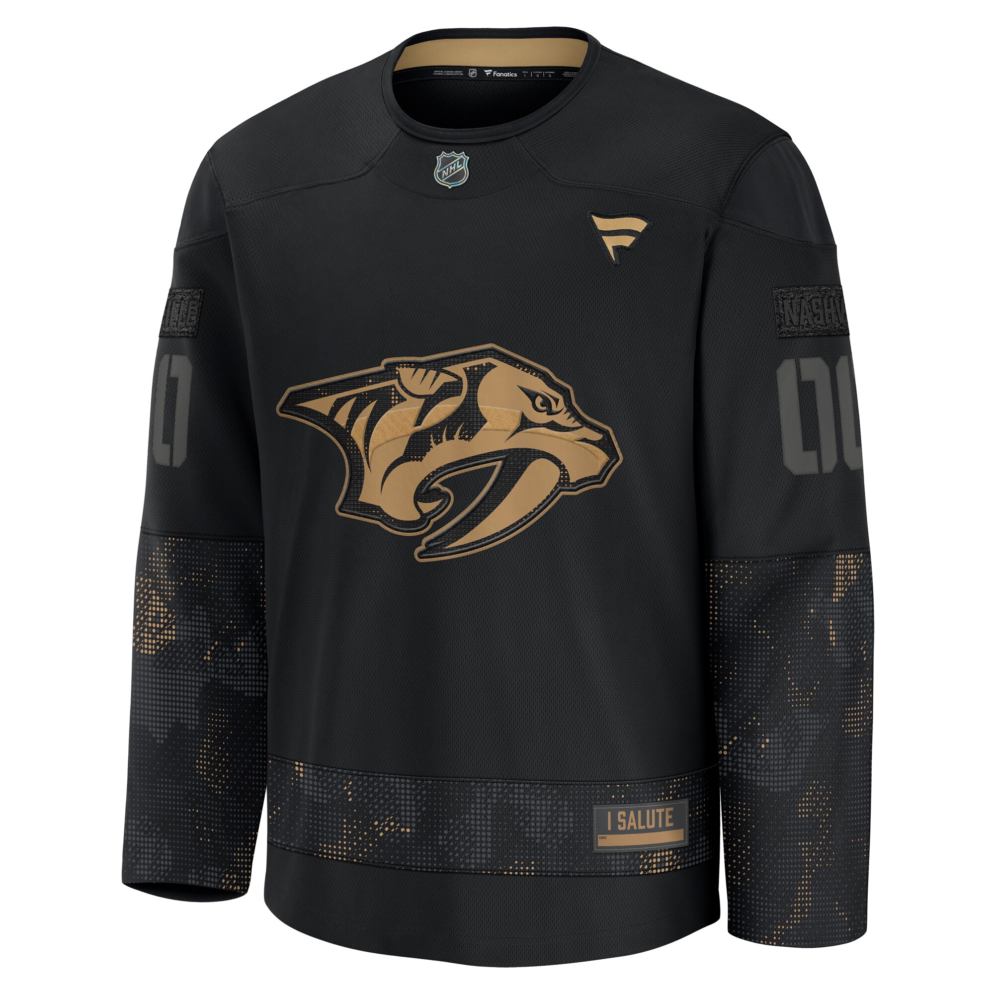 Nashville Predators Fanatics 2024 Military Appreciation Custom Practice Jersey - Black