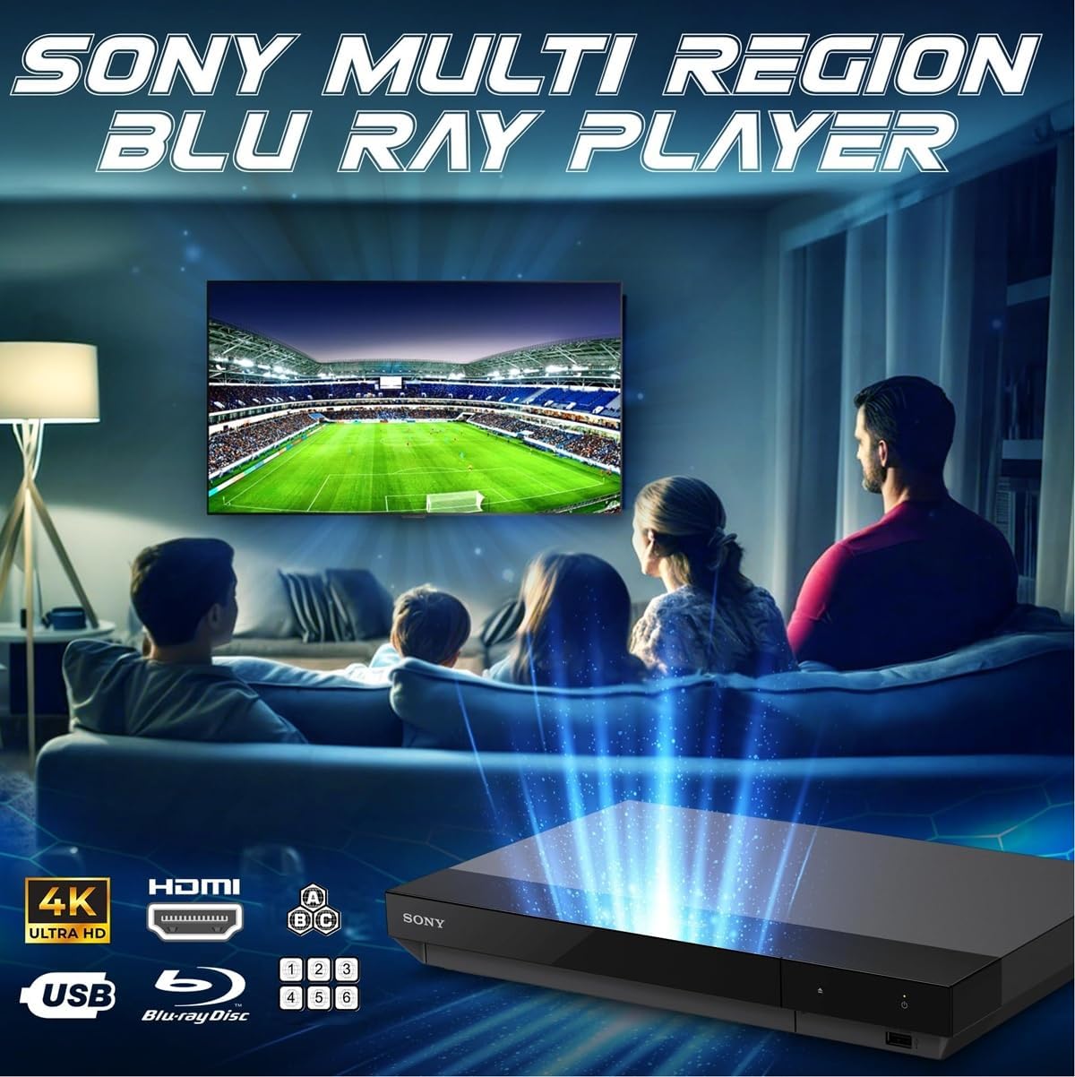 Region Free 4k UHD Blu-ray Player Compatible with Sony UBP-X700U | Multi-Region Code Free | UHD 4K Playback, Blu-ray Zone A, B, C Plus DVD Region 0-8 | 3D, 4K| Dynastar 6FT HDMI