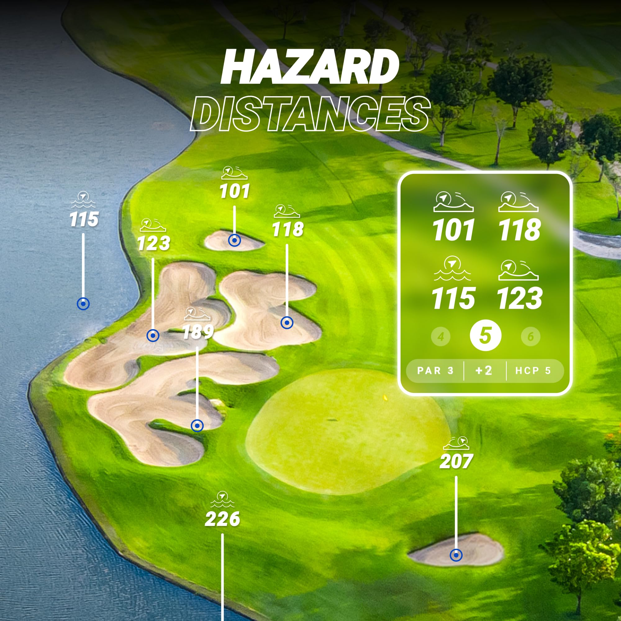 BLUE TEES GOLF Player AI GPS Speaker - Touchscreen, Waterproof, 40k Courses