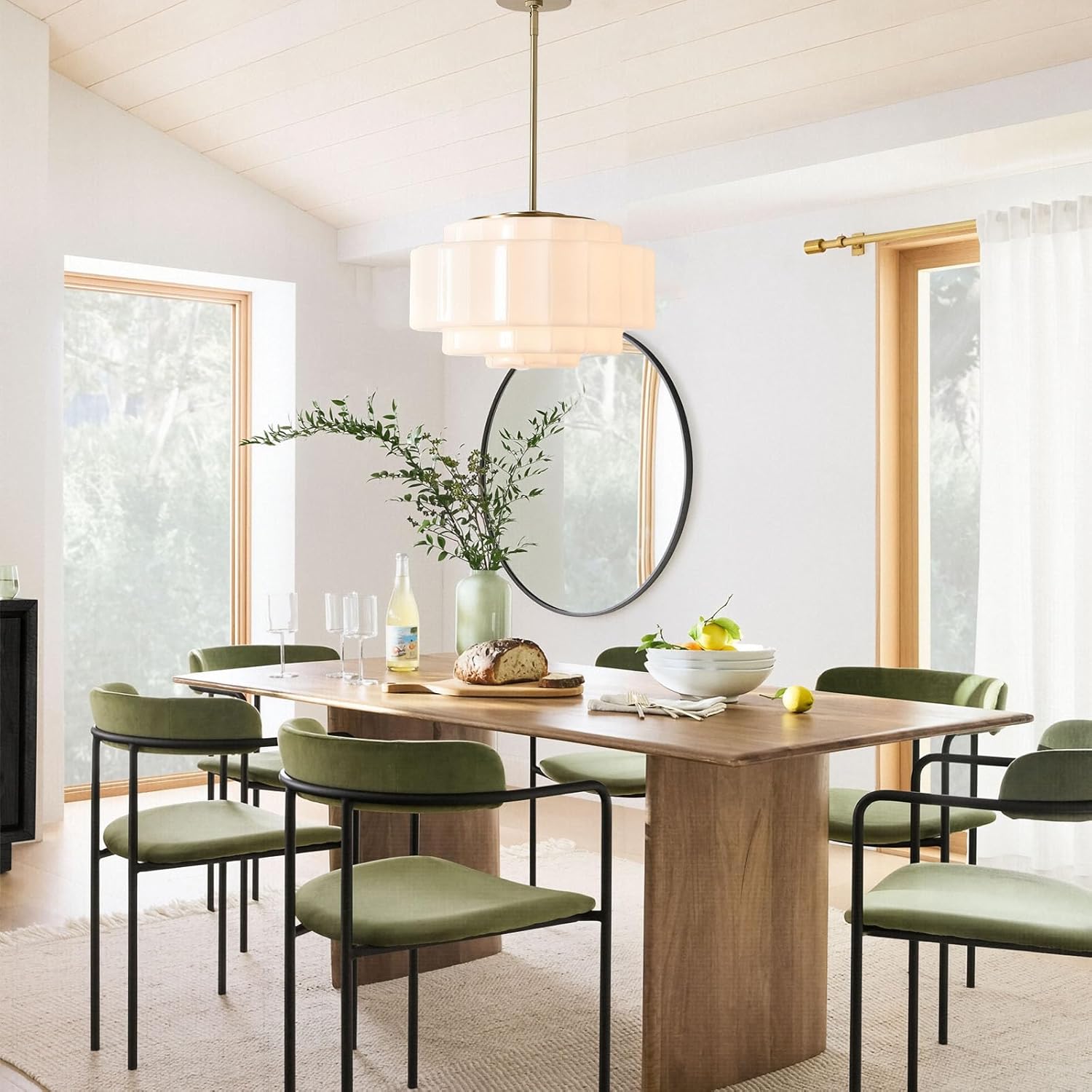 Vintage Milk Glass Pendant Lights, 15.7