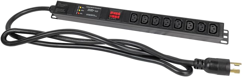 Metered-Surge Protection, PDU, 240V, L6-30P, 30A, 7200watts, (8) C13 Outlets, Crypto Mining, Data Center, ASIC/RIGS, Network Cabinet, Power Distribution Unit