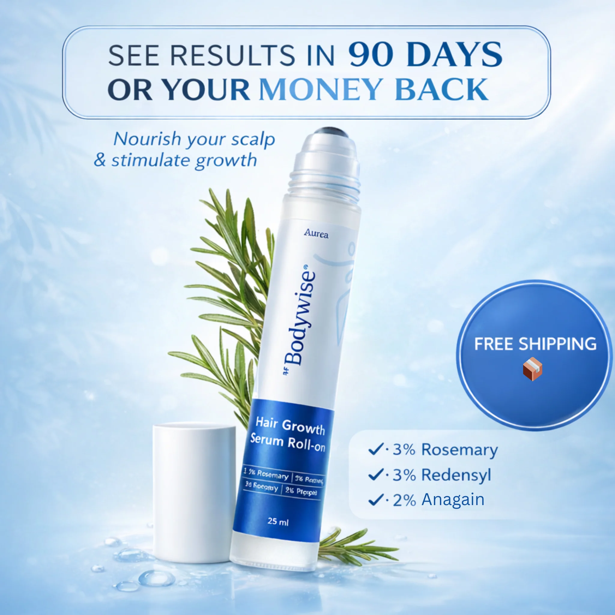 🔥🔥New Year Special Offer 🎉Clinically Proven Hair Growth Serum Roll-on - Nourish Scalp & Block DHT