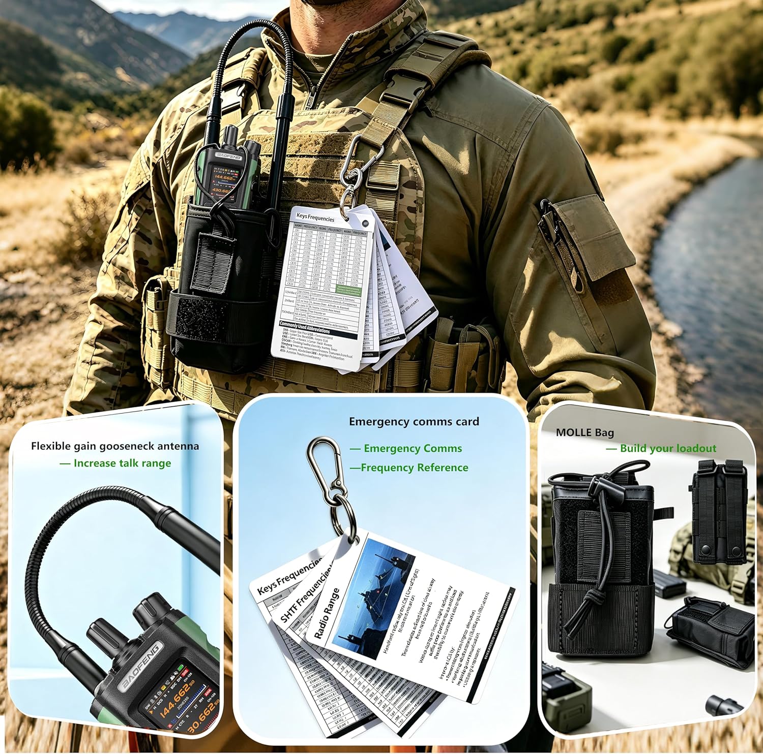 BAOFENG DM32 DMR Radio,DM-32UV Digital Two-Way Radio,Long Range Walkie Talkies,10W Handheld Ham Radio with GPS & APRS,NOAA | Tactical Antenna, MOLLE Bag & Comms Card | Programming & Type-C Charging