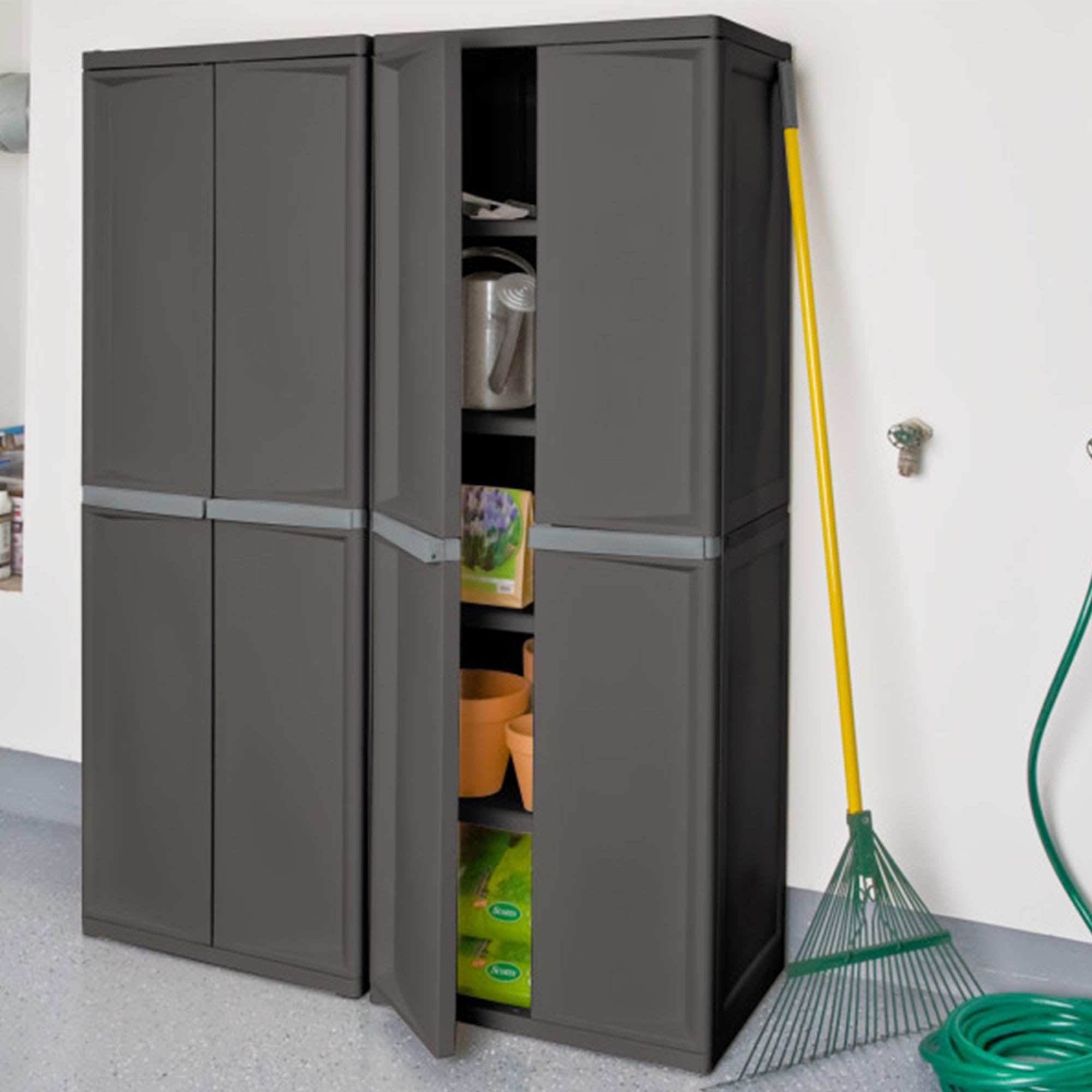 STERILITE 4 Shelf Plastic Storage Cabinet - Heavy Duty Organizer