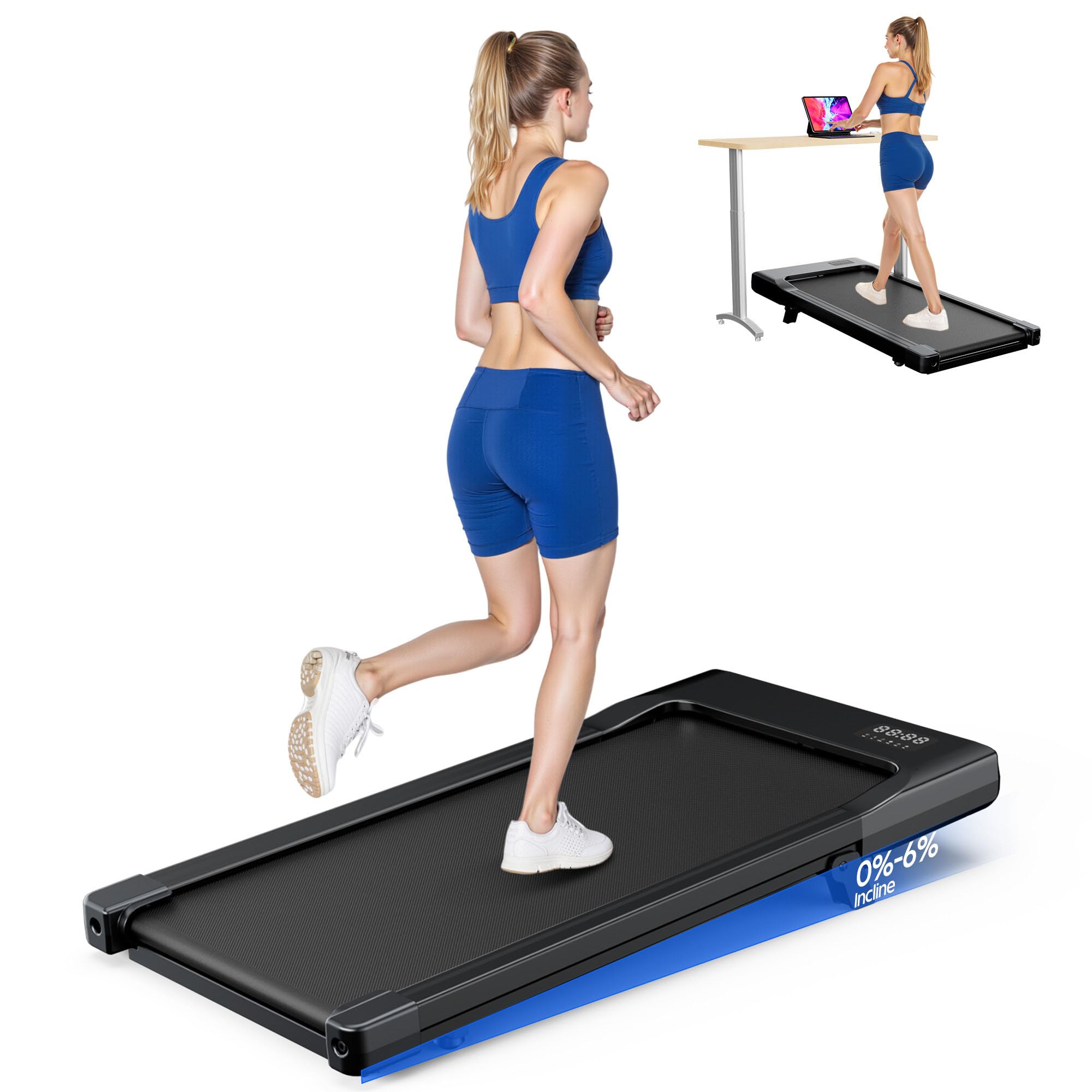 SUPERUN Walking Pad with Incline - 3 in 1 Portable Treadmill