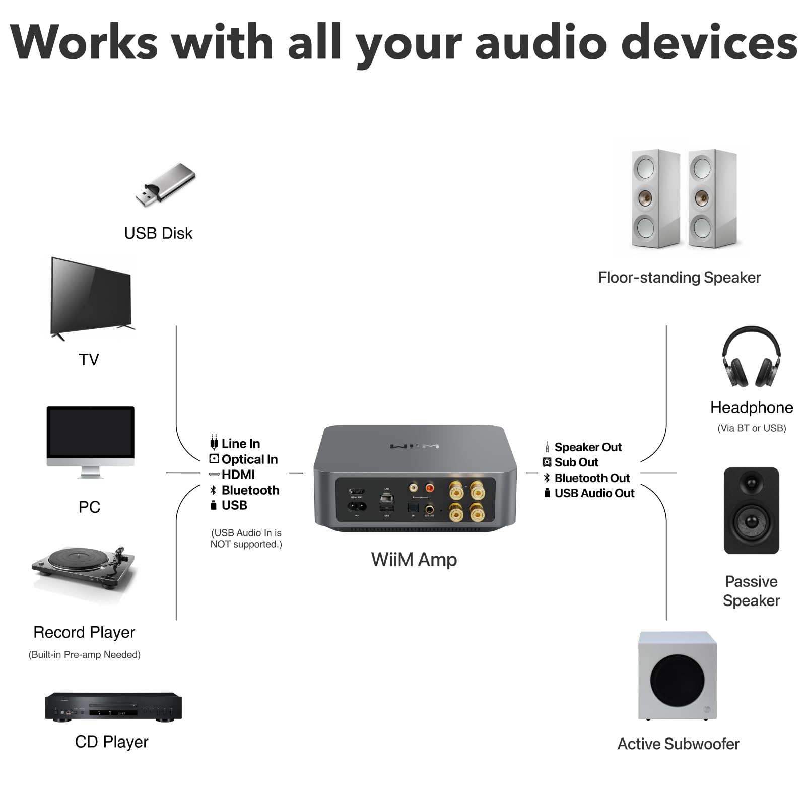 WIIM Amp Multiroom Streaming Amplifier - AirPlay, Google Cast, Alexa Compatible