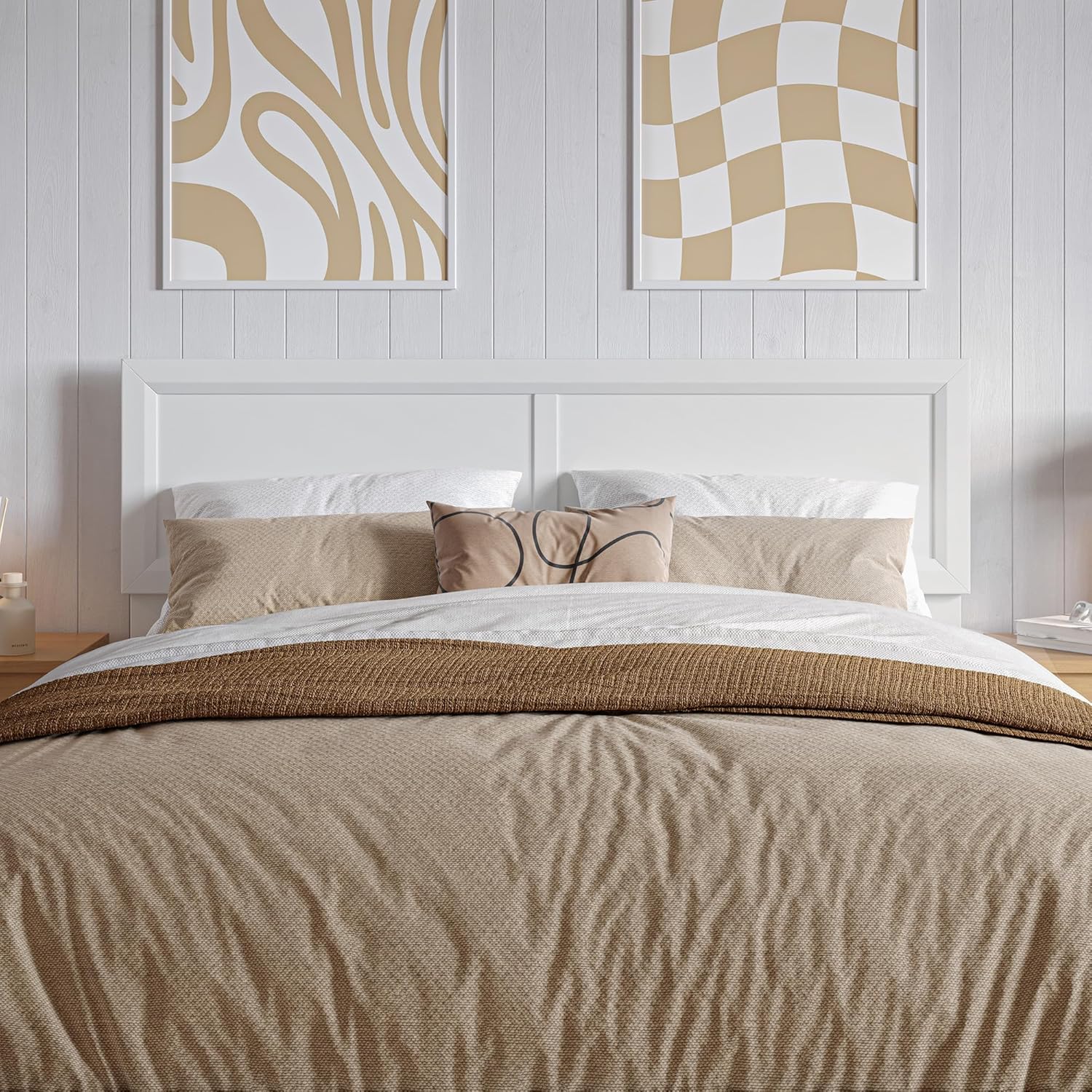AFI, Sophia Adjustable Modern Full Wood Headboard, White