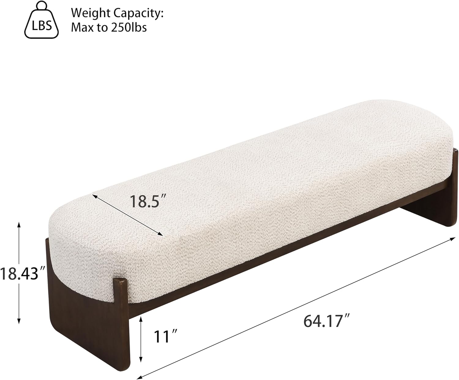 Christopher Knight Home Arden Minimalist Style Rectangular Loop Yarn Fabric Ottoman Bench, Rubberwood Frame, Entryway Bench, Living Room Sofa Extra Seat, End of Bed Footstool, Beige+Brown
