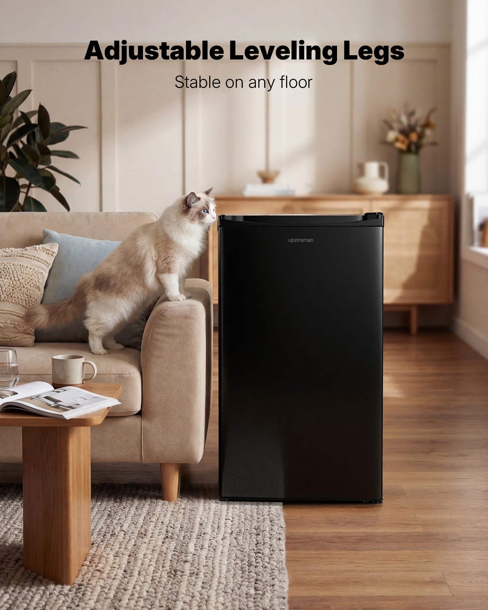 UPSTREMAN 3.2 Cu.Ft Mini Fridge with Freezer - Compact Black