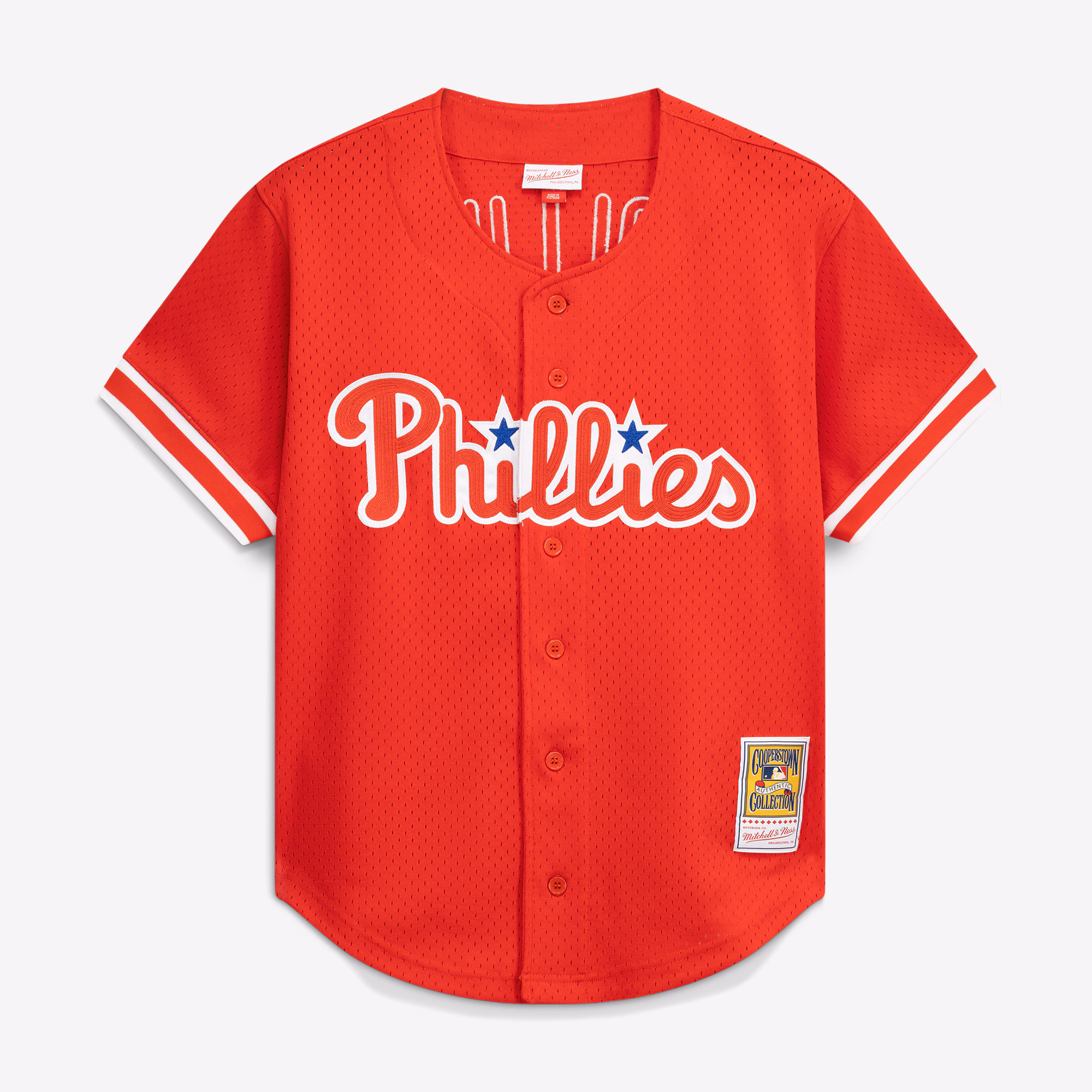 Jimmy Rollins Philadelphia Phillies Mitchell & Ness Cooperstown Mesh Batting Practice Button-Up Jersey - Red