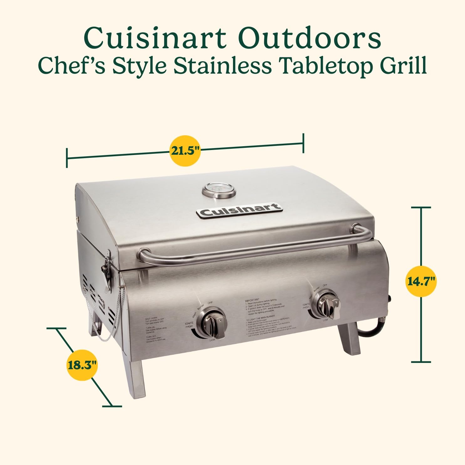 CUISINART Chef's Style Portable Propane Grill - 20,000 BTU