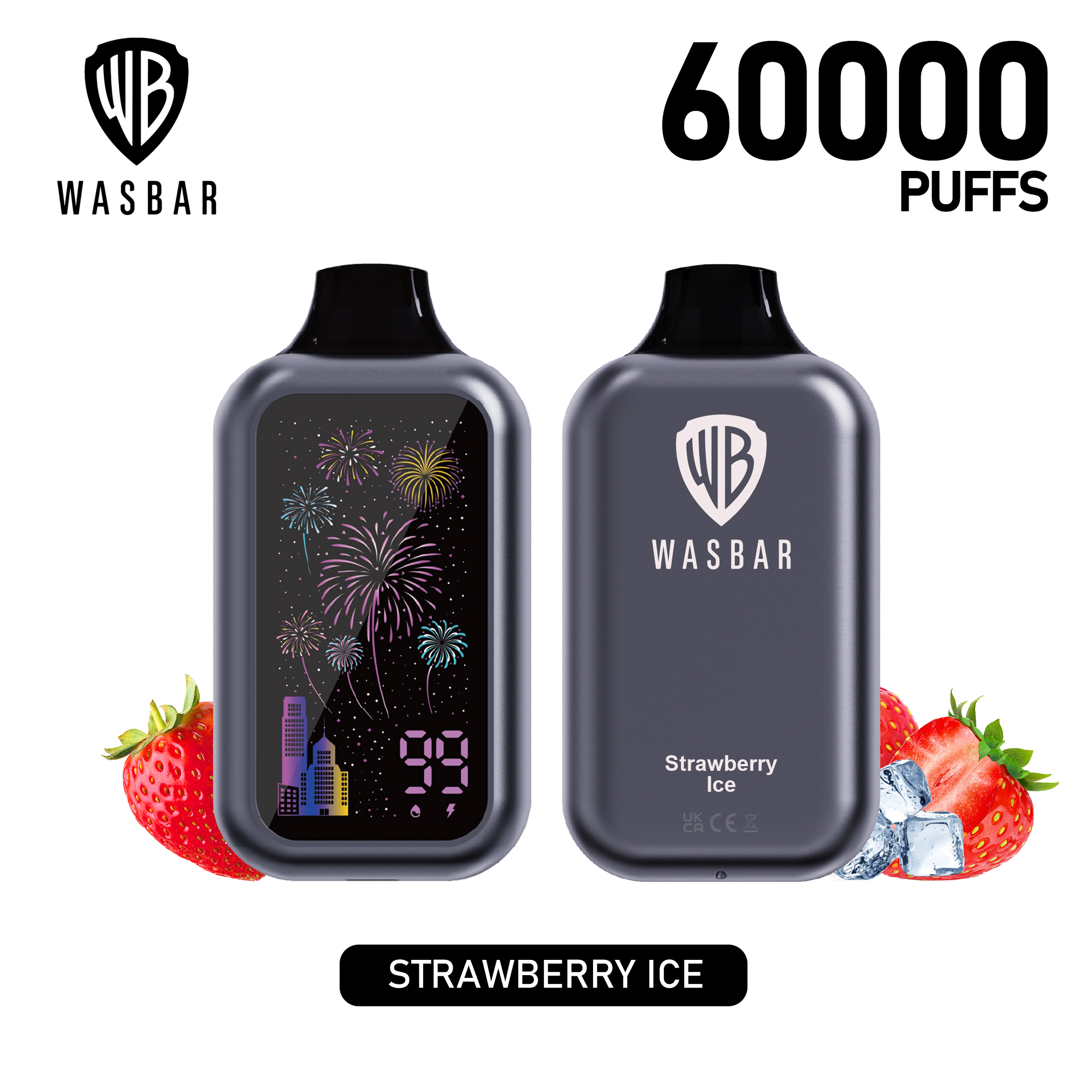 EU Warehouse WASBAR 60000 Puffs 60K Disposable Vape with Digital Display Einweg Vape