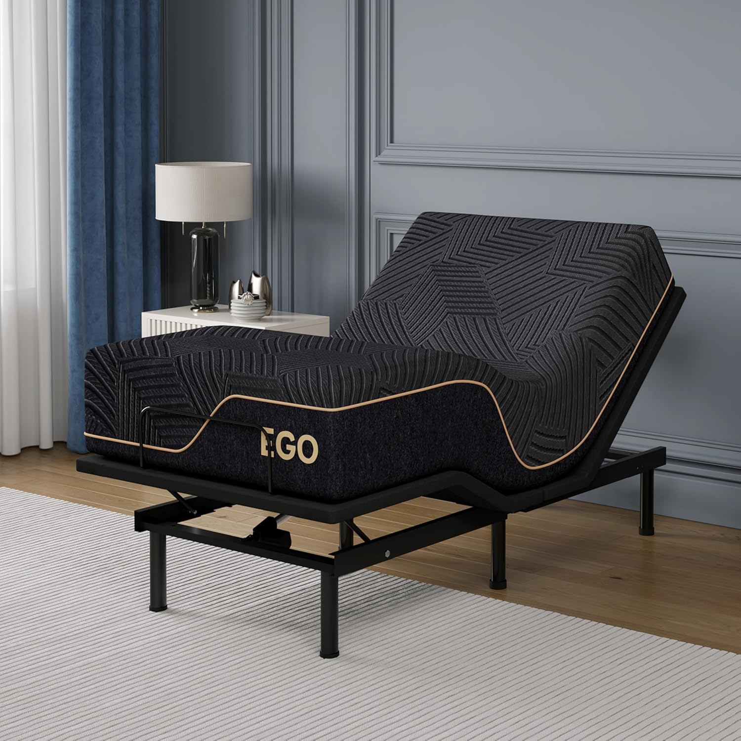 EGOHOME Twin XL Adjustable Bed Frame and 14 Inch Cooling Memory Foam Mattress, Wireless Remote Head and Foot Incline,12 inch Legs, Zero Gravity 38