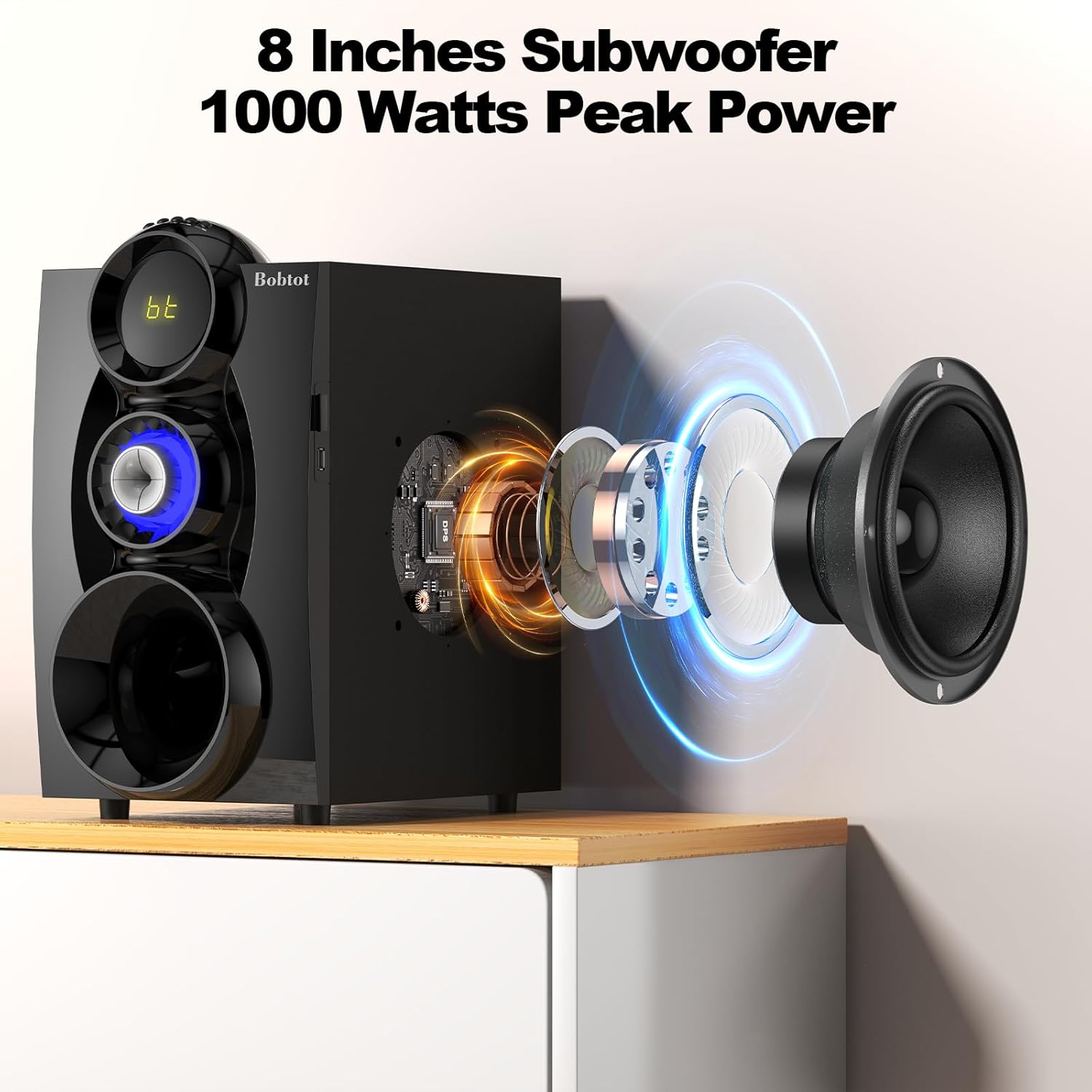 Bobtot Wireless Surround Sound System Home Theater System, 1000W Surround Speakers 8