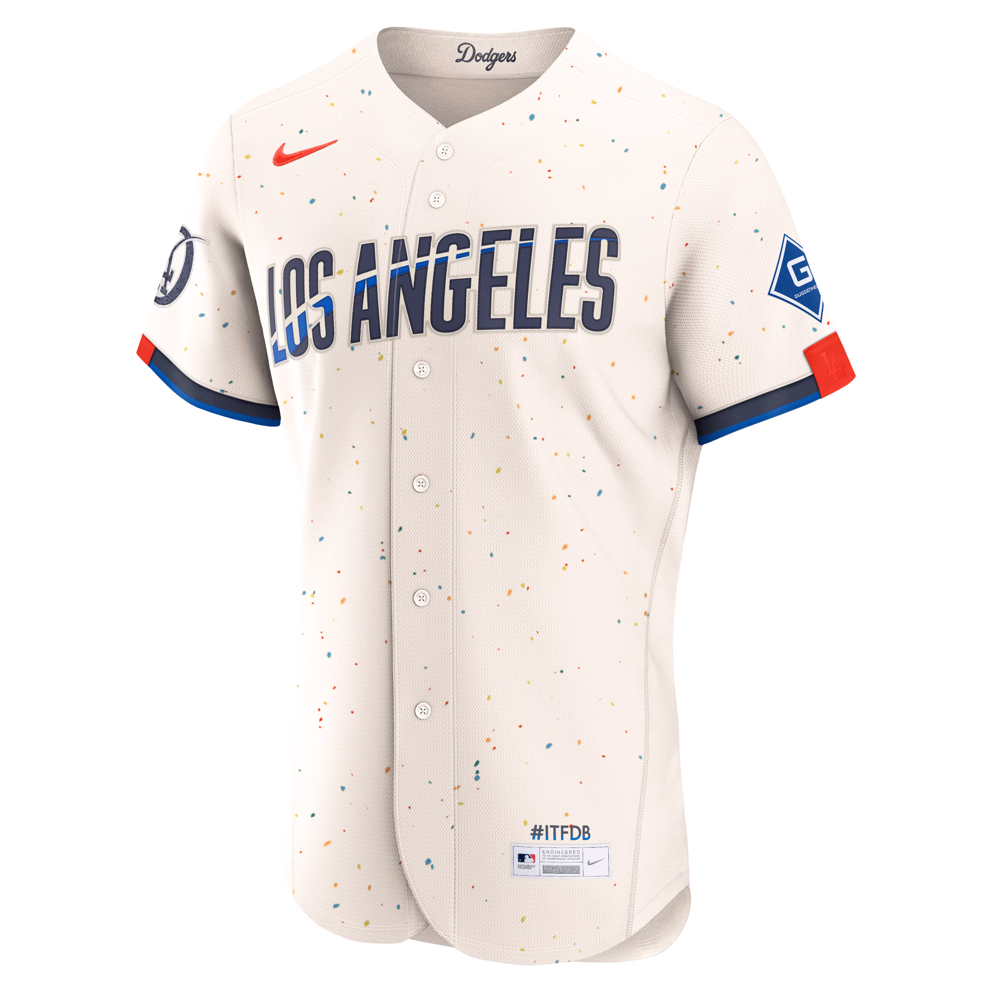 Los Angeles Dodgers Nike City Connect Authentic Sponsor Patch Jersey - Cream