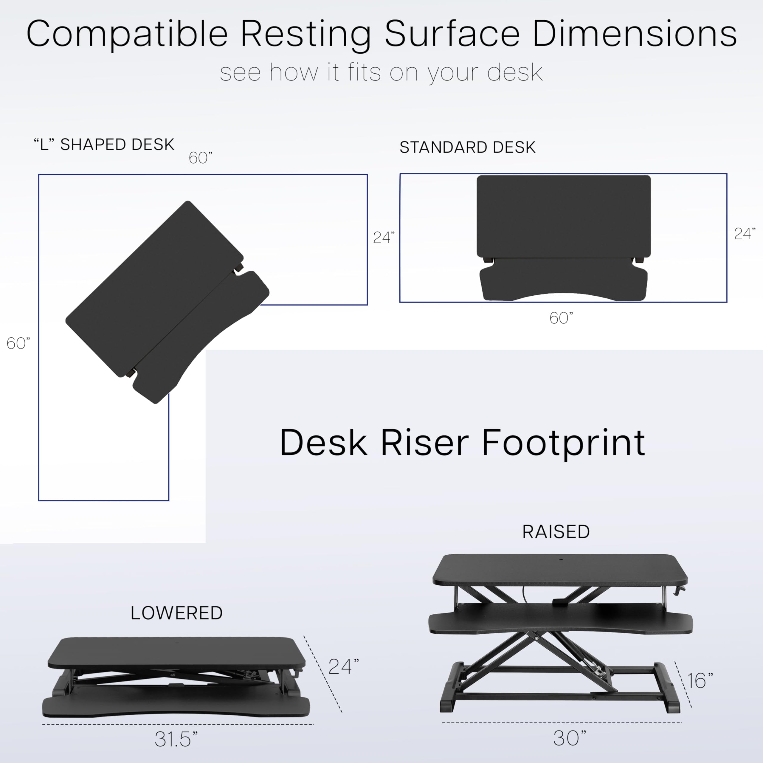 VIVO 32-inch Height Adjustable Desk Converter - Black