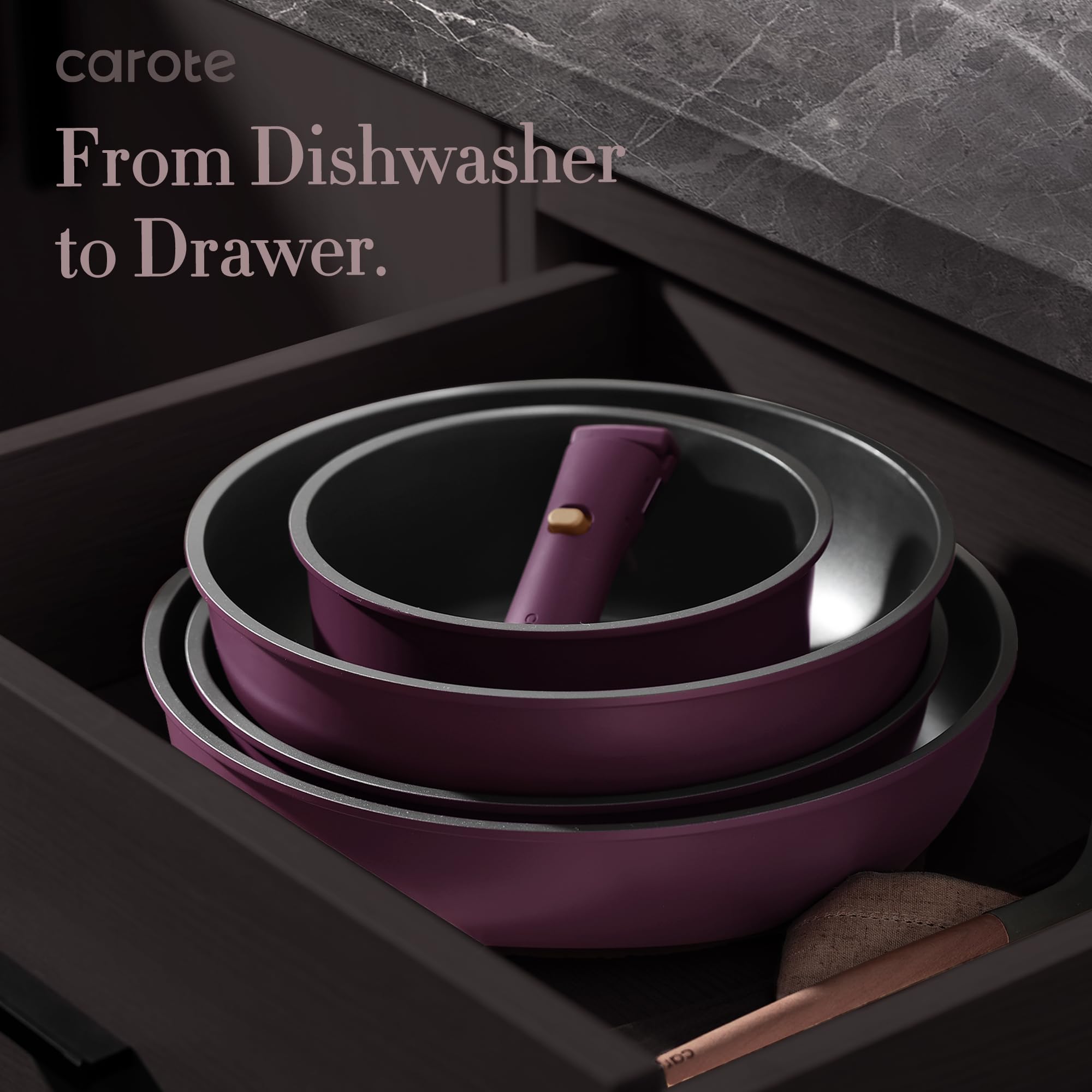 CAROTE 21pcs Nonstick Cookware Set with Removable Handle