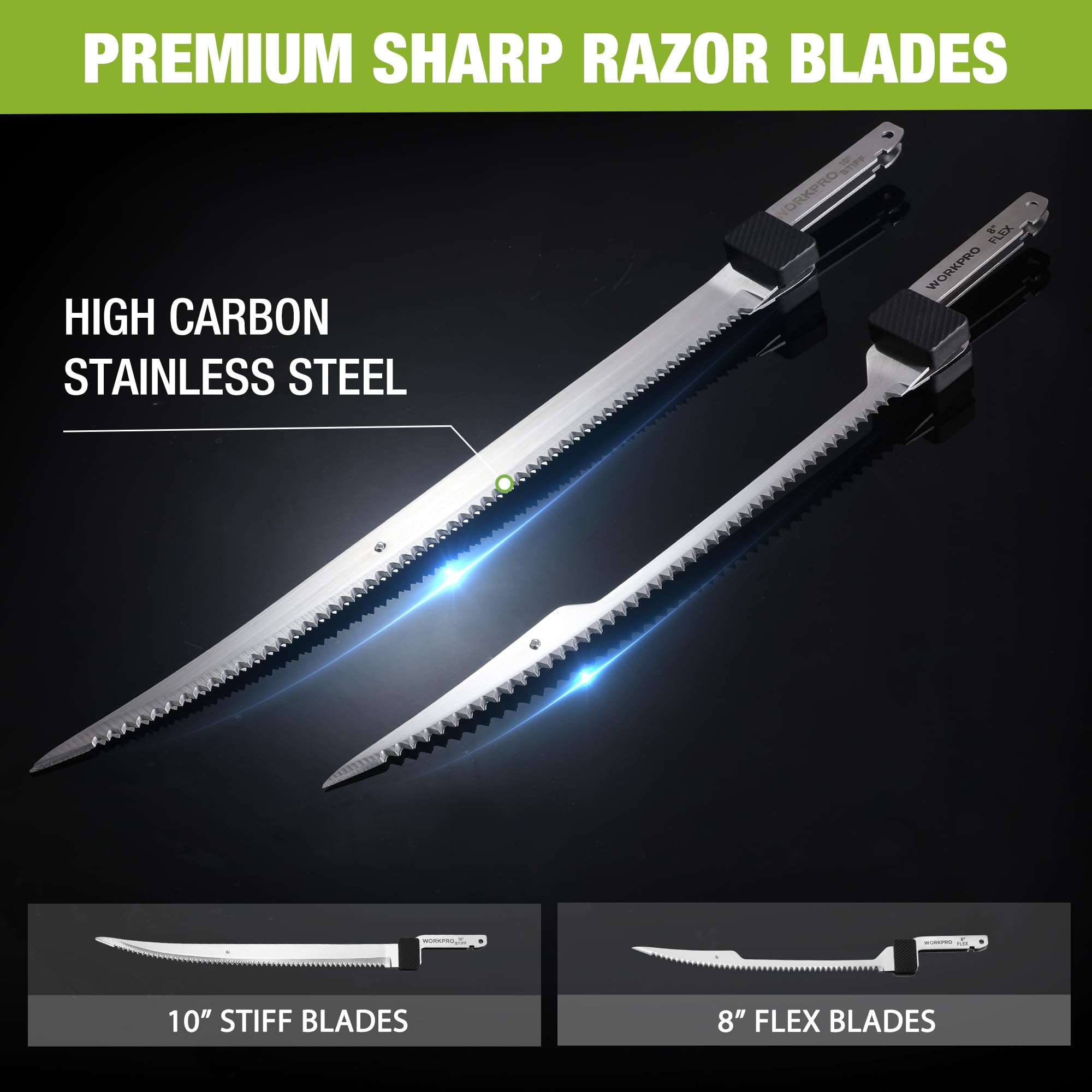 WORKPRO 12V Cordless Electric Fillet Knife with Blades