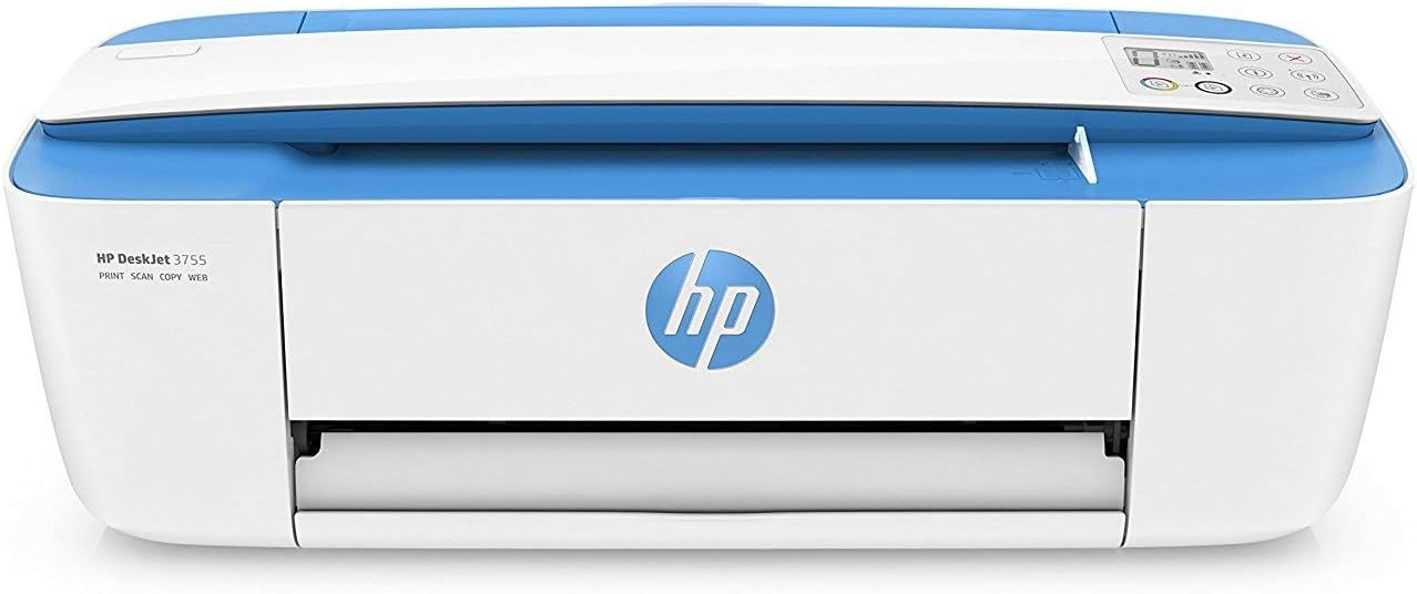 HP DeskJet 3755 Compact All-in-One Wireless Printer with Mobile Printing, HP Instant Ink & Amazon Dash Replenishment ready - Blue Accent (J9V90A) (Renewed)