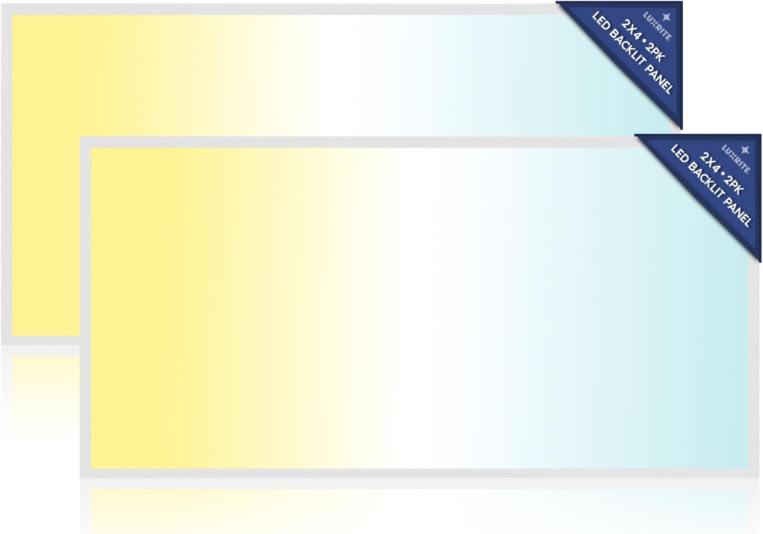 LUXRITE 2x4 FT LED Flat Panel Light, 5CCT Color Selectable 3000K 3500K 4000K 5000K 6500K, Wattage Selectable 30W/40W/50W, 6250 Lumens, LED Drop Ceiling Lights, 0-10V Dimmable, DLC & ETL (2 Pack)