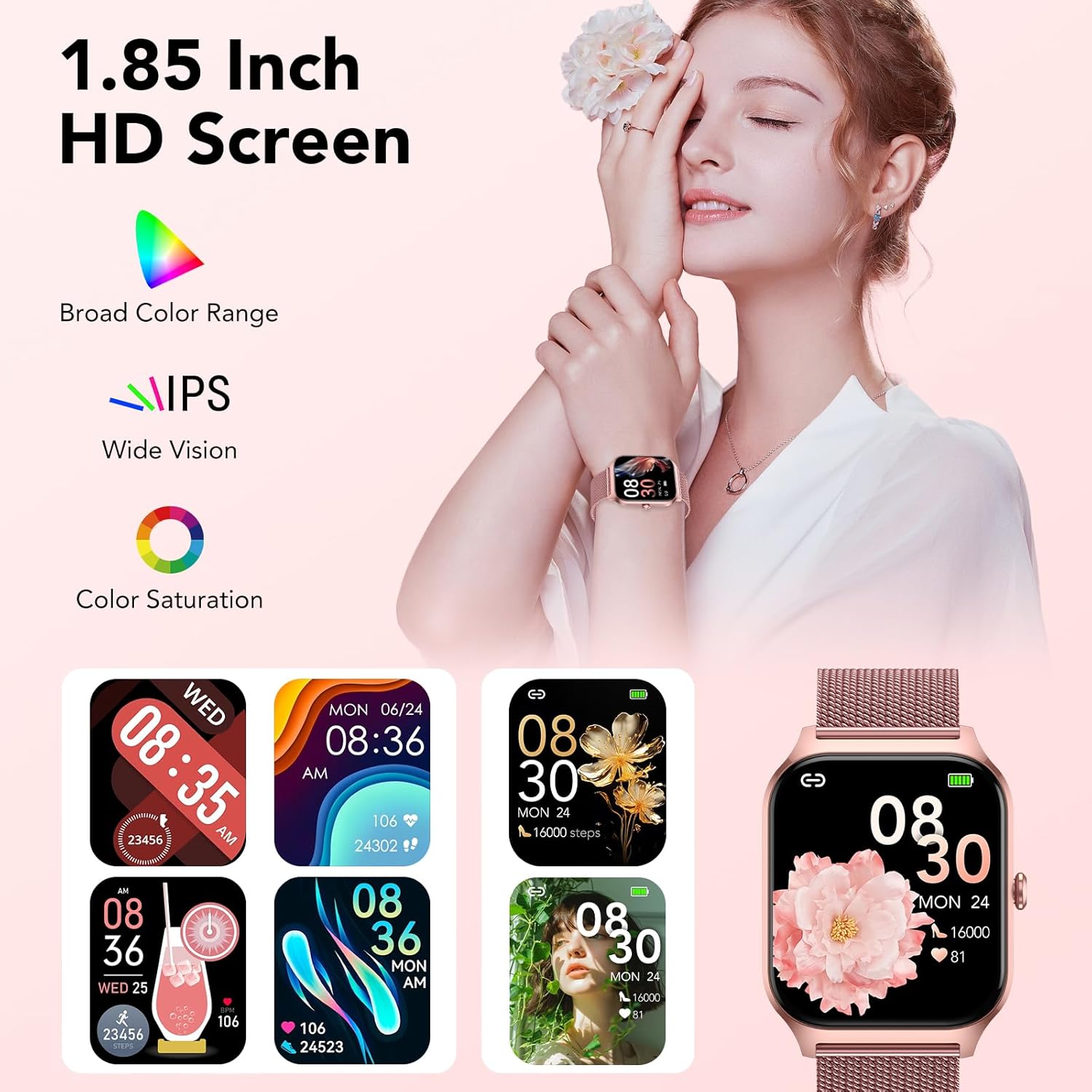 CASCHO Smart Watch for Women (2 Bands), Bluetooth Call Smartwatch with AI Voice,1.85