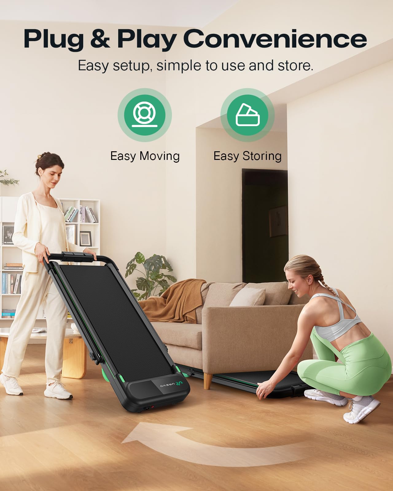 UREVO Strol 2E Smart 2-in-1 Folding Treadmill Compact