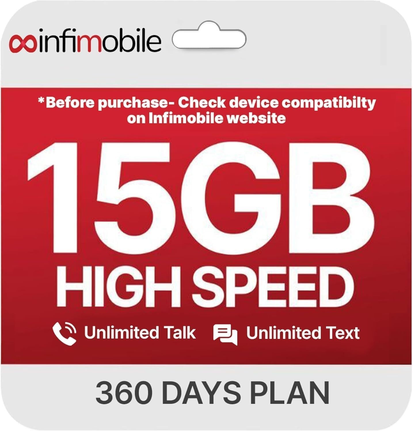 Infimobile Prepaid SIM Card – 18 Months Plan (12 + 6 Months Free 15GB/Month High-Speed Data | Unlimited Talk & Text | Nationwide 4G/5G Coverage | $175 ($9.7/Month)
