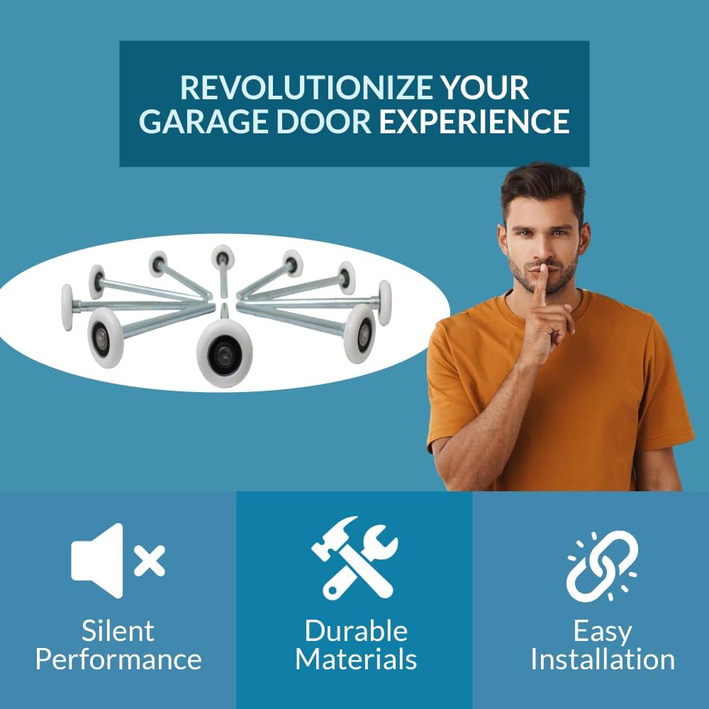 PGN Garage Door Rollers Replacement (12 Pack), Nylon Wheels, 6200-2RS Sealed Bearings, 7