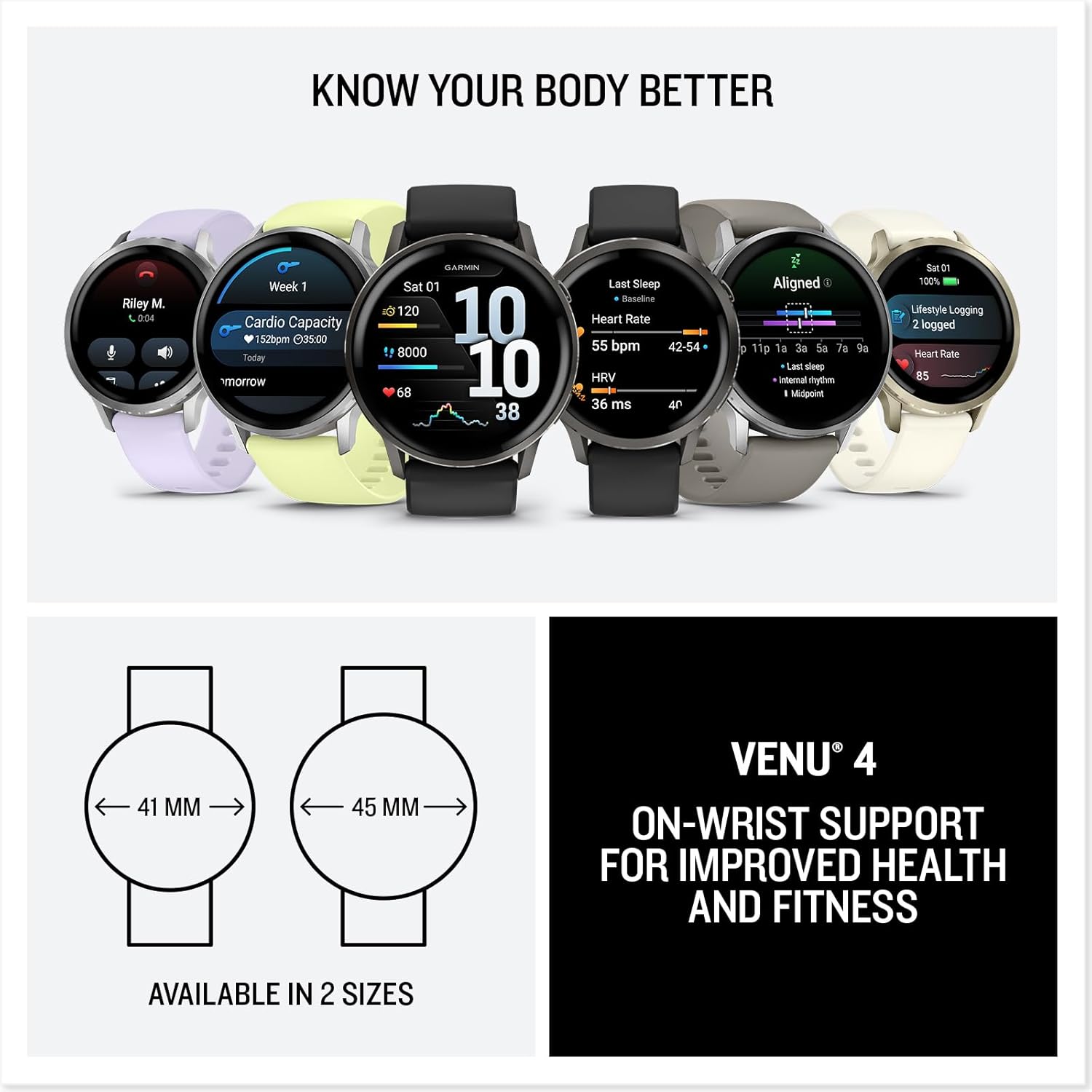 Garmin Venu 4, 41mm, Advanced Fitness Tracker GPS Smartwatch, 1.2
