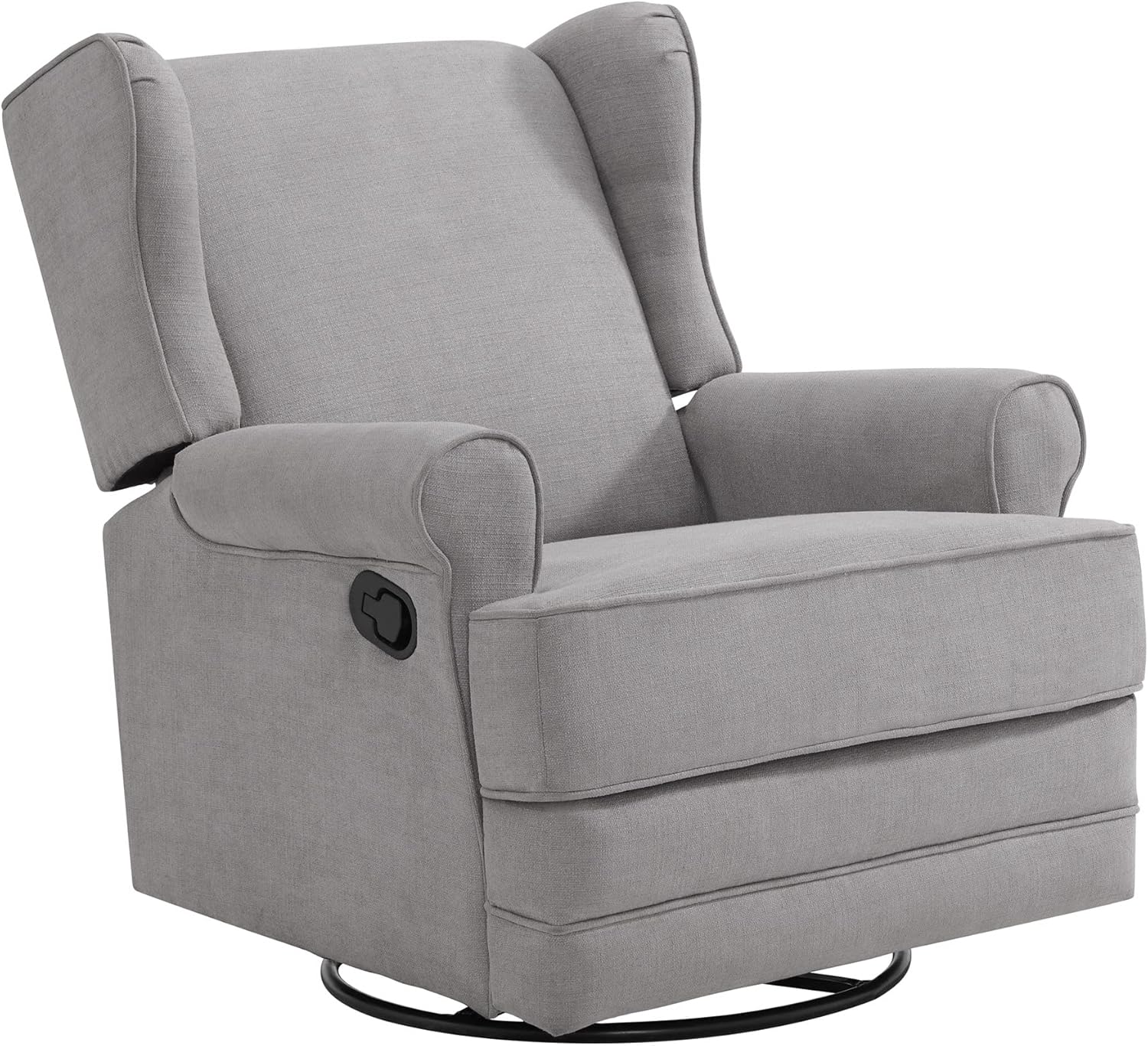 Oxford Baby Teegan Upholstered Glider Recliner Rocking Chair 360° Swivel for Nursery and Living Room - Gray