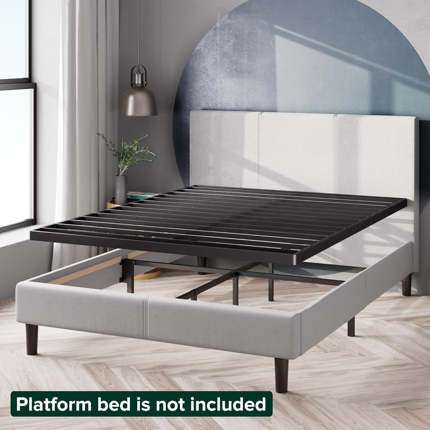 ZINUS Queen Quick Lock Bunkie Board, Box Spring & Bed Slat Replacement, Metal Frame with Steel Slats, Easy Assembly