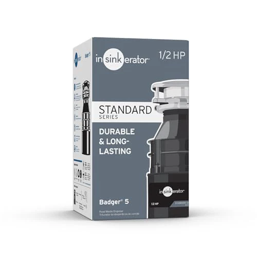 InSinkErator Badger 5 Garbage Disposal, 1/2 HP Continuous Feed, Durable Steel, Easy Install