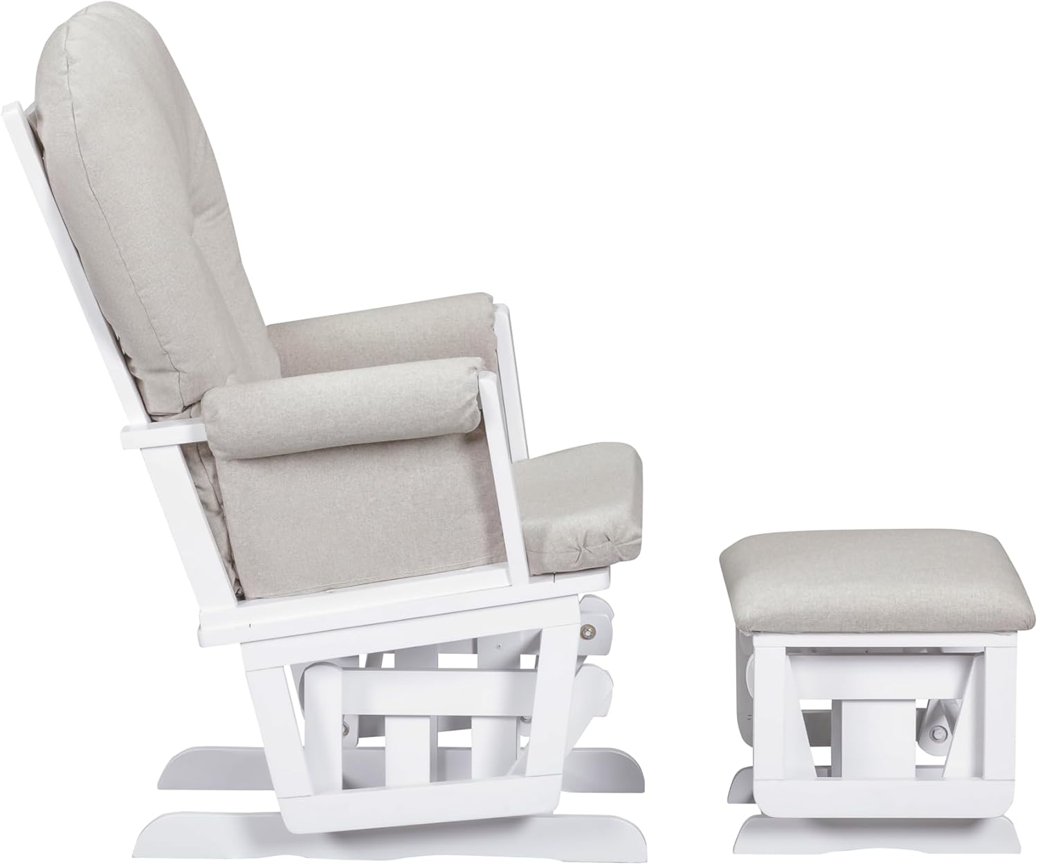 Suite Bebe Contempo Wooden Glider & Ottoman White Wood and Latte Fabric