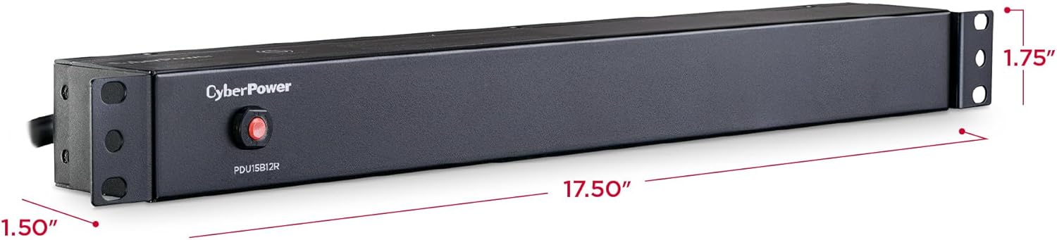 CyberPower PDU15B12R Basic PDU, 100-125V, 15A (Derated to 12A), 12 Outlets, 1U Rackmount