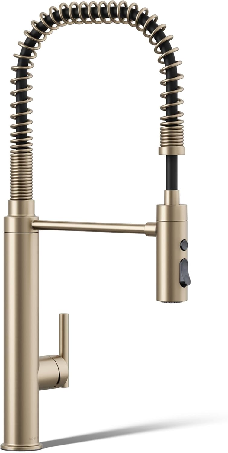 KOHLER ?24982-BV Purist® SEMI-PRO Kitchen Faucet, Commercial Kitchen Sink Faucet with Pull-Down Sprayhead, Vibrant Brushed Bronze